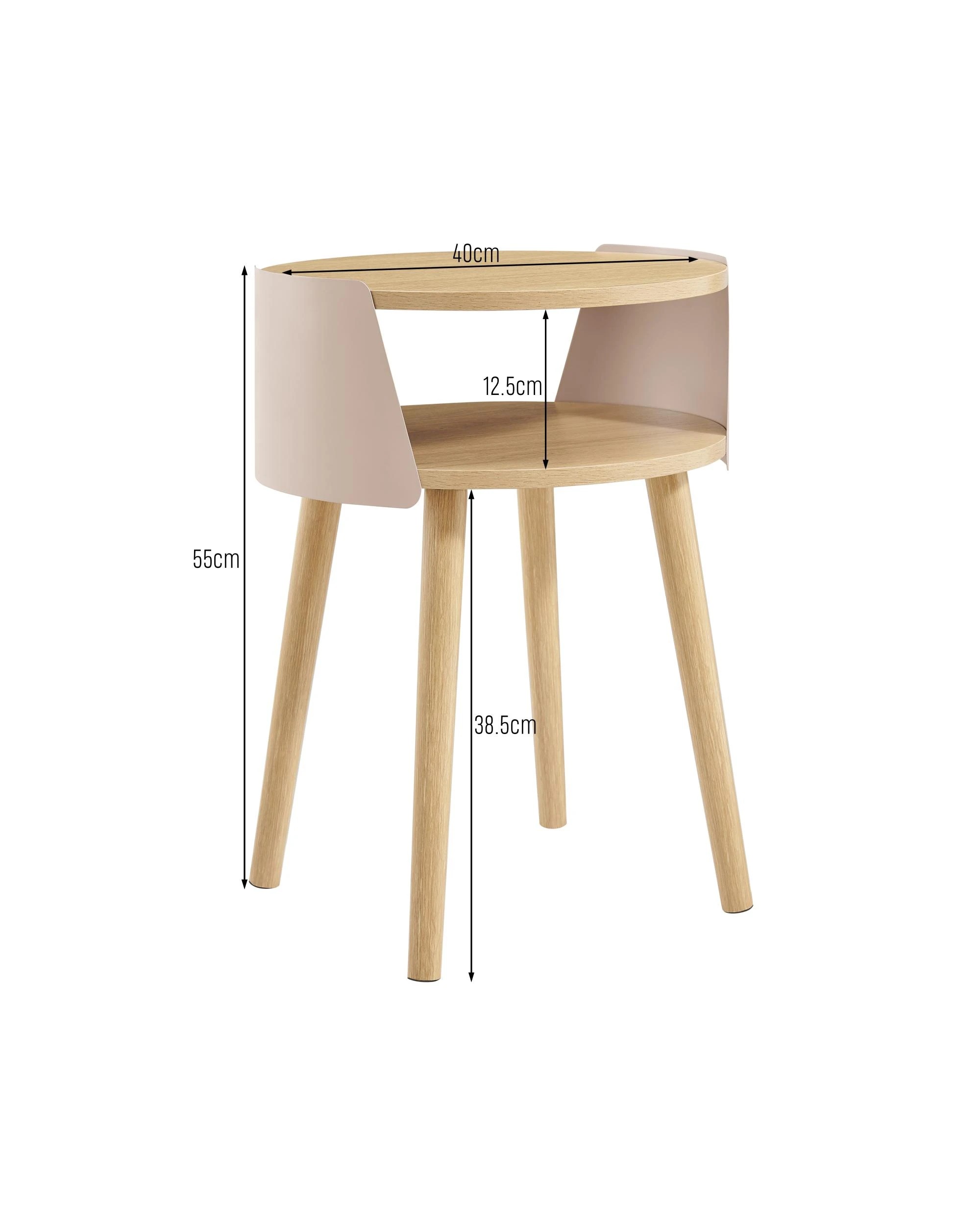 9 Kodu Side Table Bedside Shelf Round - Beige, 9 of 9