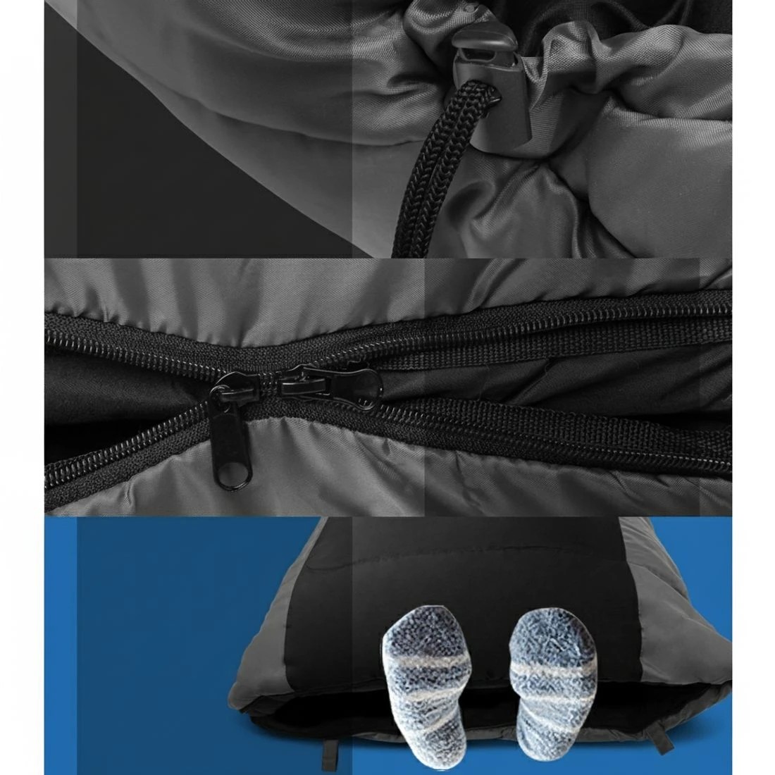 6 Weisshorn Sleeping Bag Single Thermal Camping Hiking Tent 20℃ - Black, 6 of 7