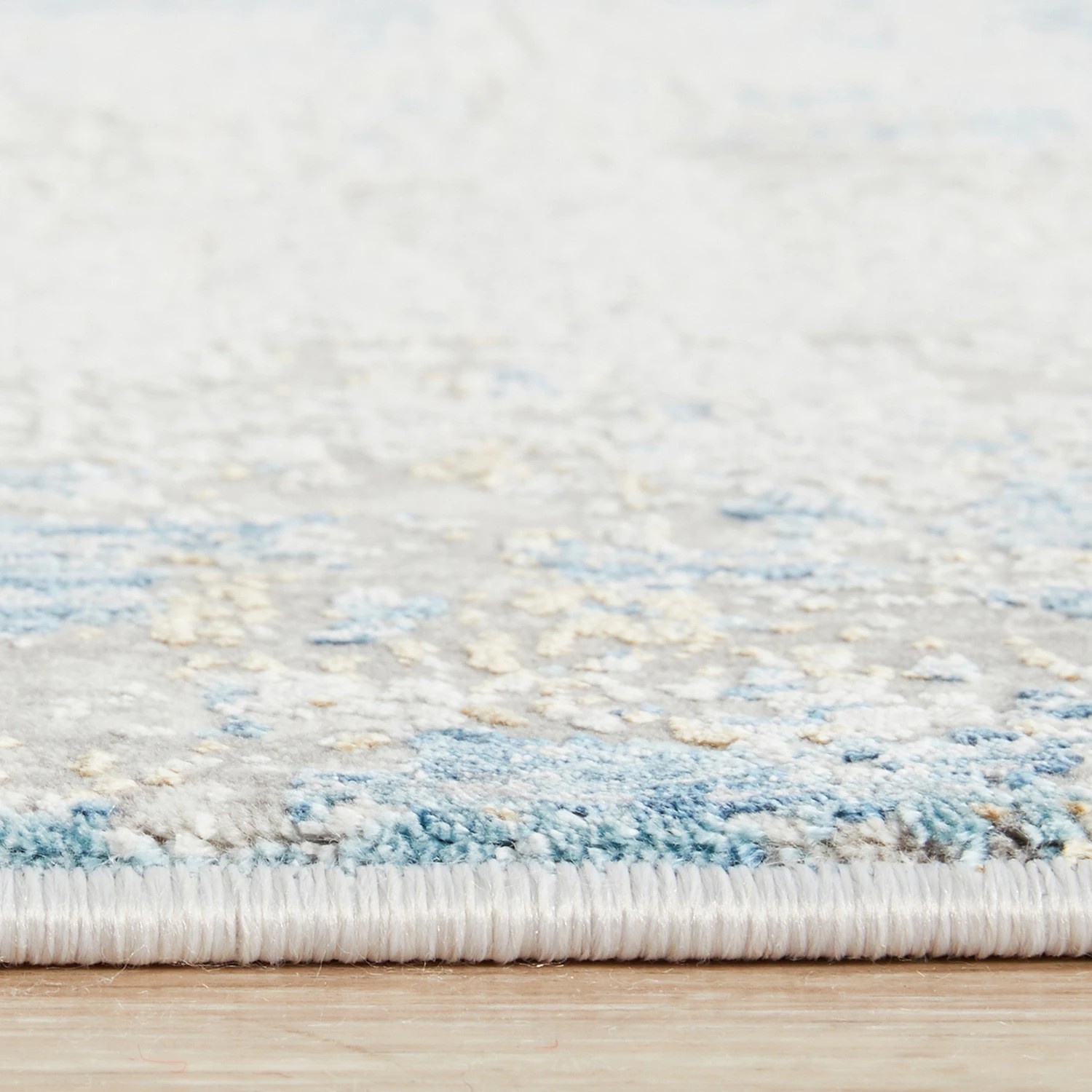 7 Common Ground Rugs Glimmers 108 300x80cm Runner - Medium Bamboo Silk Power Loomed Rug - Blue, 7 of 9