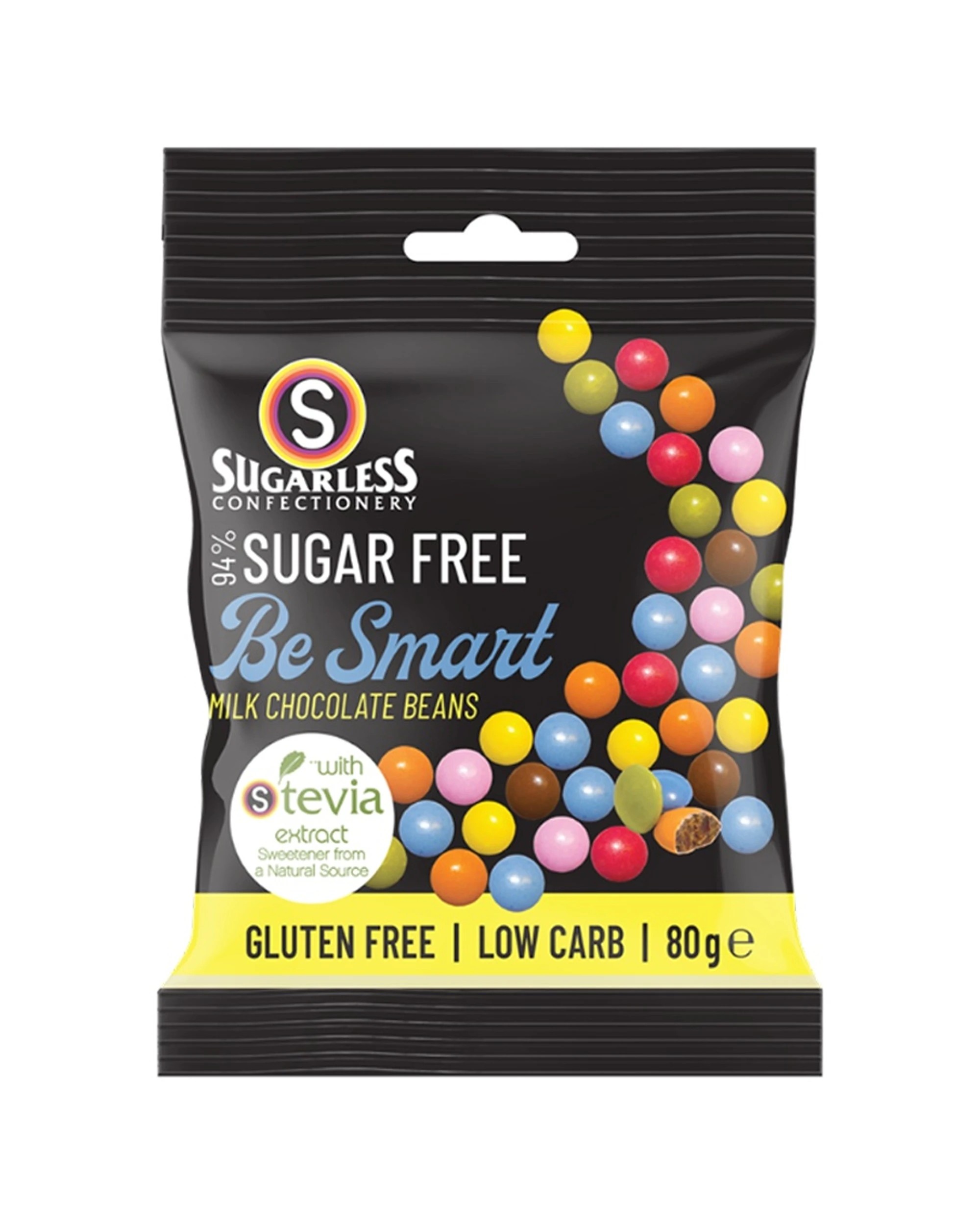 1 Sugarless Confectionery Co Be Smart Milk Chocolate Coated Beans 80g, 1 of 1
