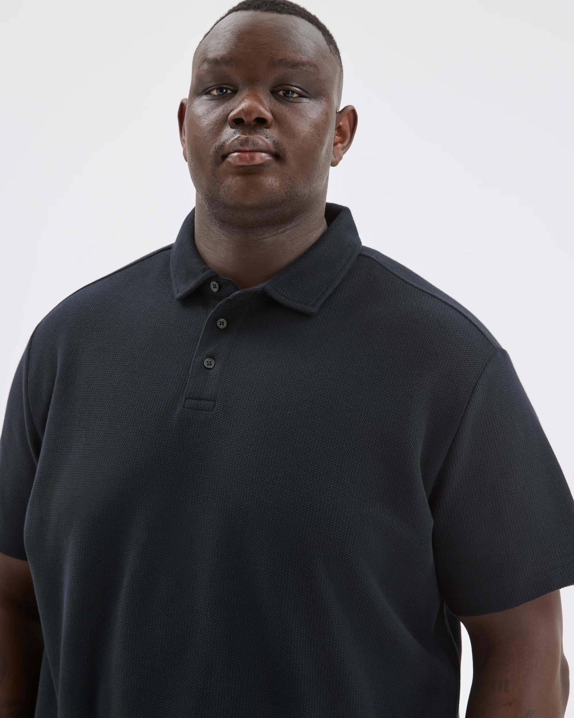 4 Target Man Plus Size Australian Cotton Textured Polo Top BLACK, 4 of 7