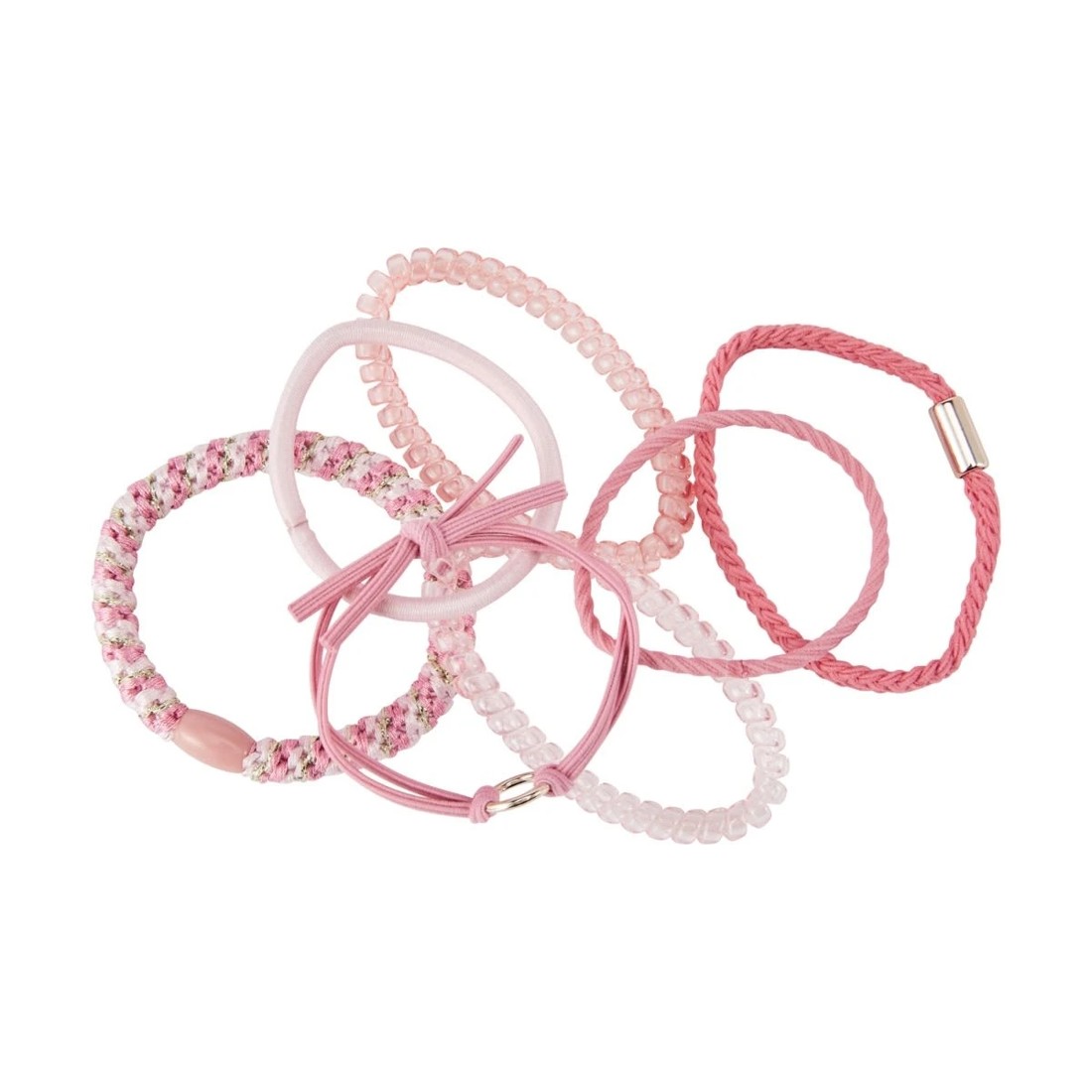 1 OXX Haircare 7 Piece Hair Elastics - Pink, 1 of 3