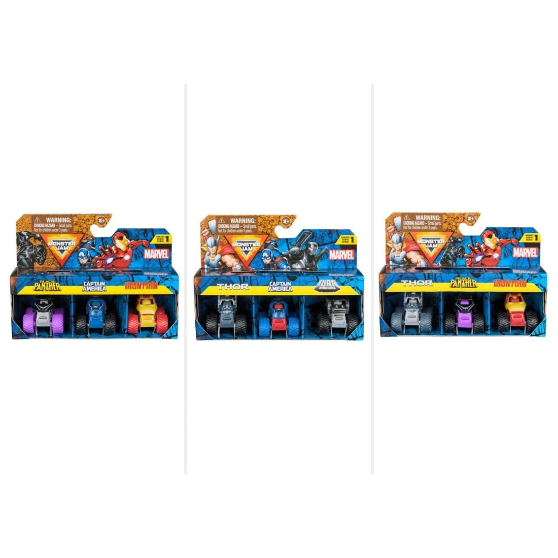 1 3 Pack Mini Monster Jam Marvel 1:87 Scale Bundle - Assorted, 1 of 5