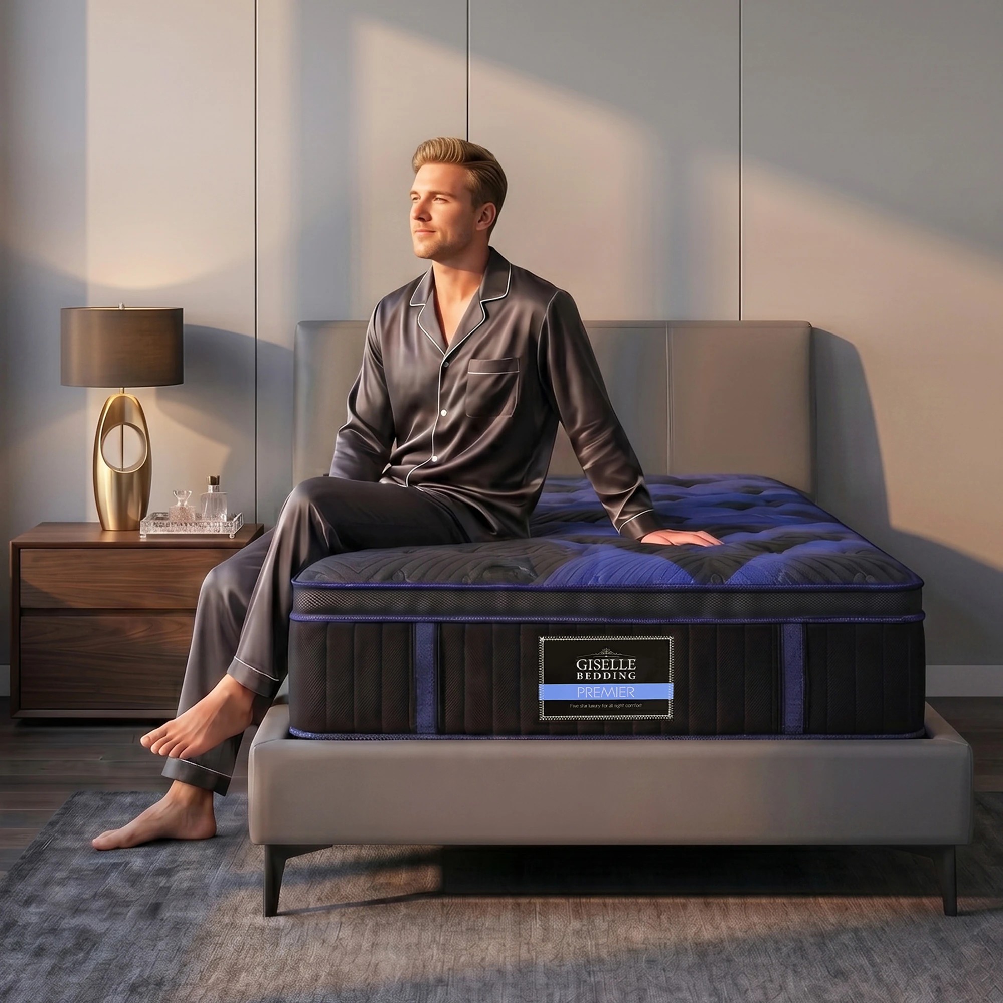 5 Giselle 34cm Hybrid Mattress with Cooling Gel Memory Foam and Edge Support - Single Bed - Blue, 5 of 9