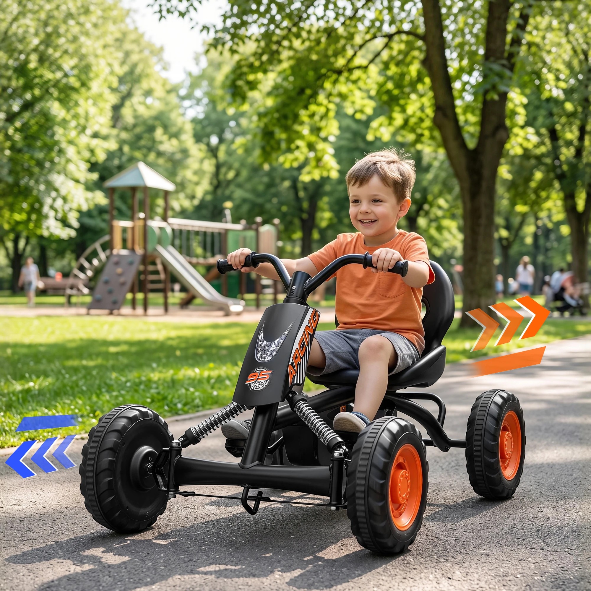 5 Rigo Pedal Go Kart Kids with Plastic Wheels Forward Reverse 84cm - Black, 5 of 9