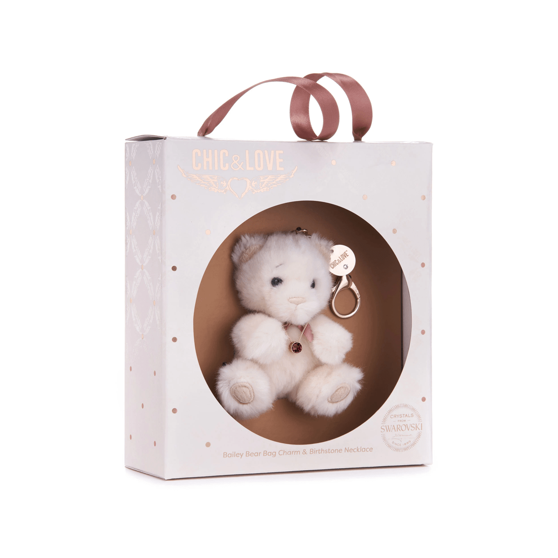 3 Chic & Love - Bailey Bear Bag Charm & Necklace January - Gift Set - White, 3 of 4