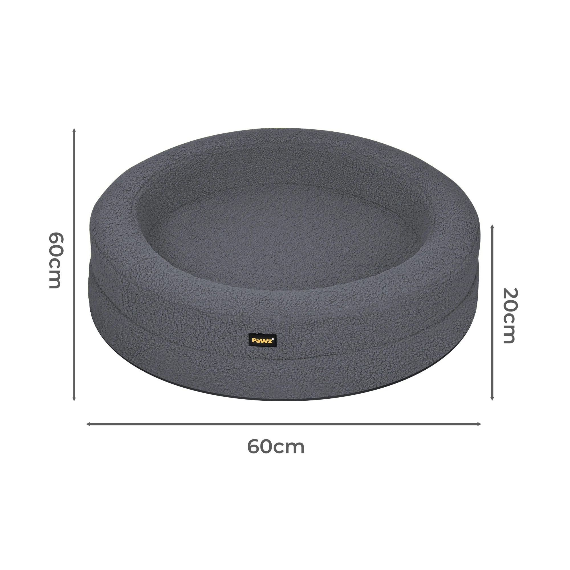 3 Pawz Washable Round Pet Bed  M - Grey, 3 of 9