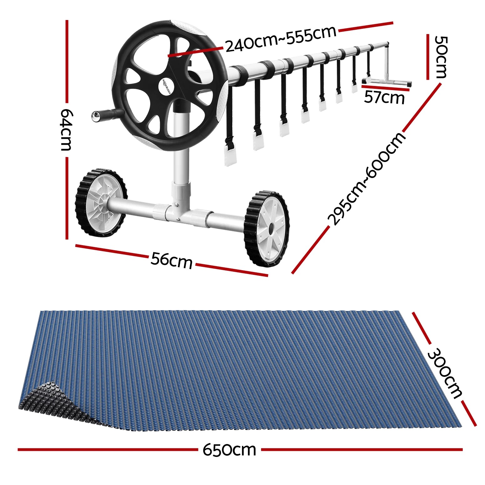 3 Aqua Buddy Pool Cover 500 Micron 6.5x3m w/ Roller 5.55m Swimming Pools Solar Blanket - Multi, 3 of 7