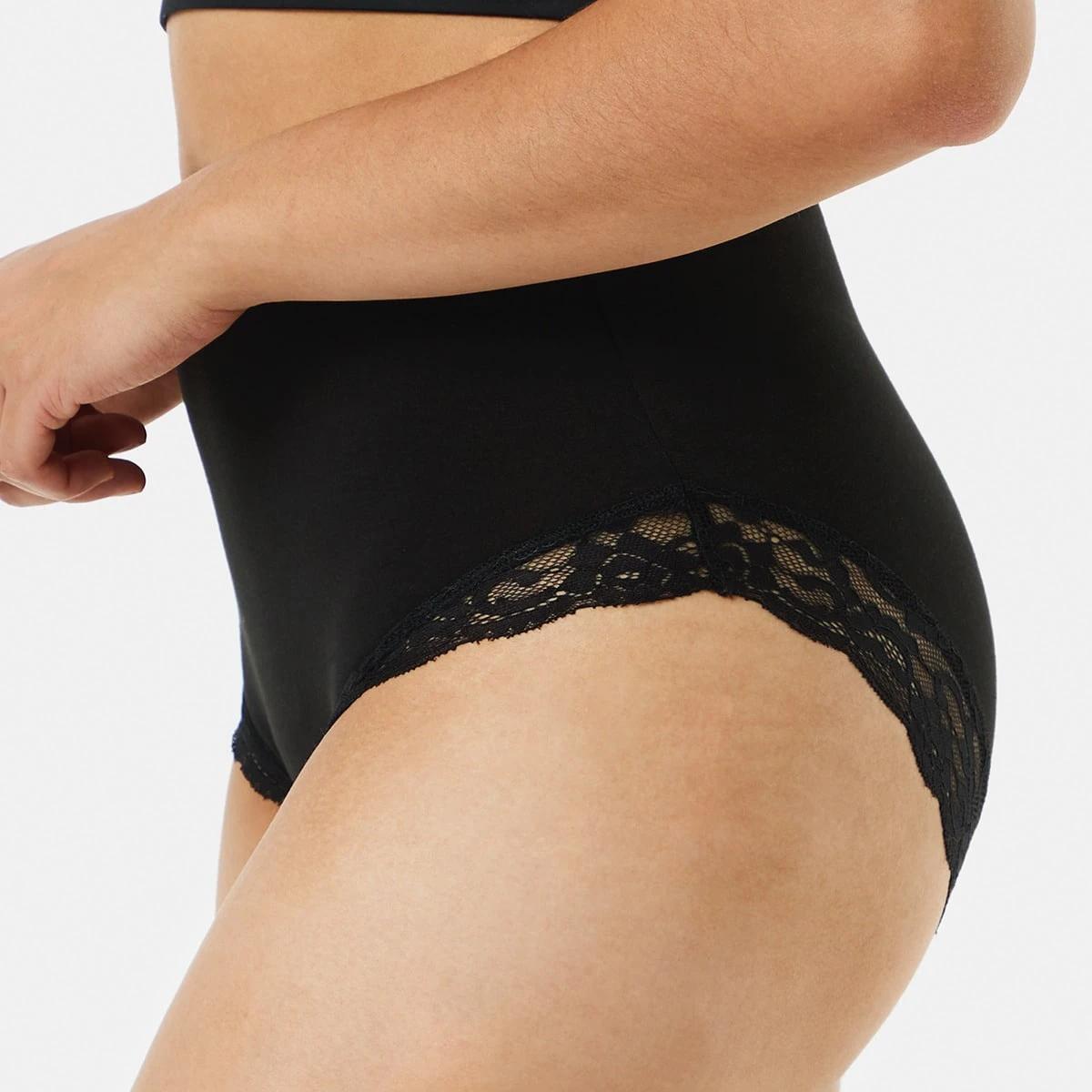 6 3 Pack Cotton Stretch Lace Trim Full Briefs Bk Ow Wr, 6 of 9