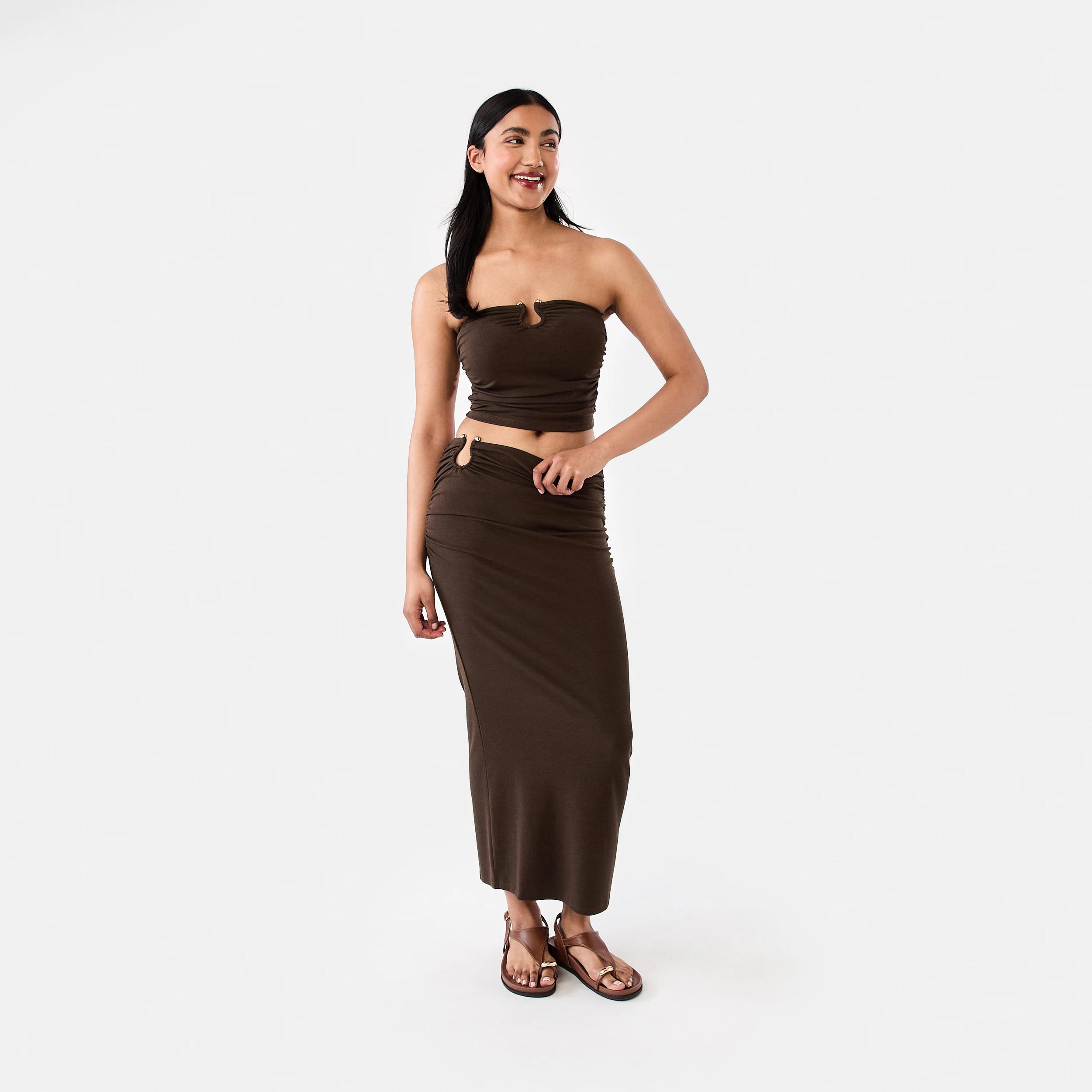 2 Sleeveless Trim Detail Tube Top Melt Brown, 2 of 7