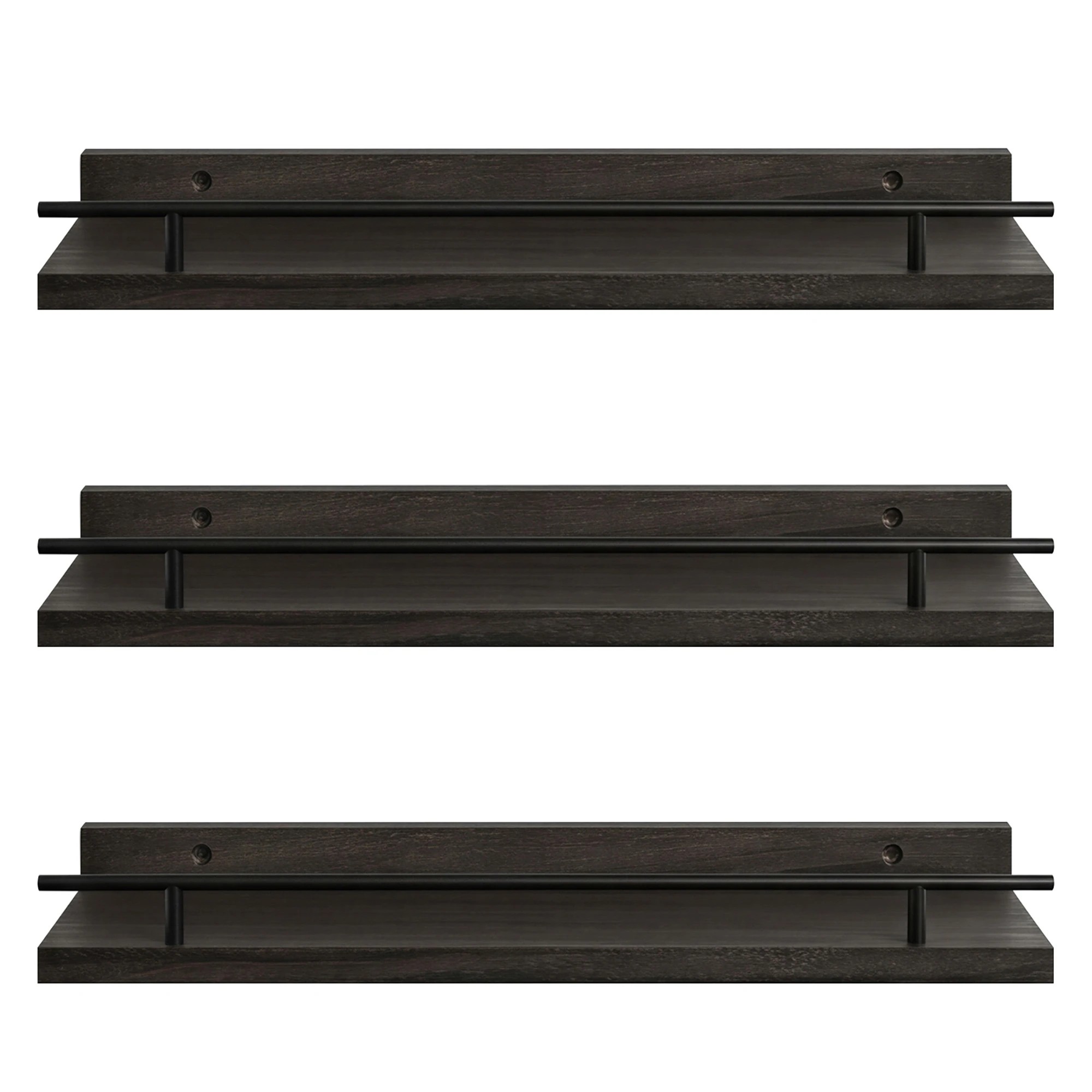 2 Levede 3 Set Wood Shelves For Wall - Black, 2 of 5