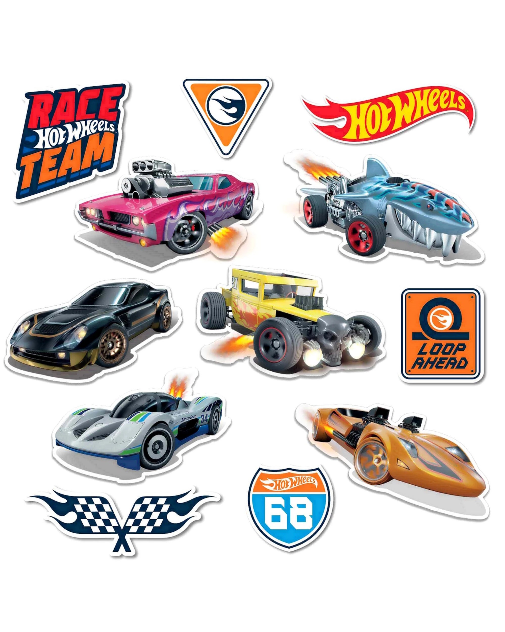 1 Hot Wheels Hot Wheels Cutout Wall Decorations Pack of 12, 1 of 3