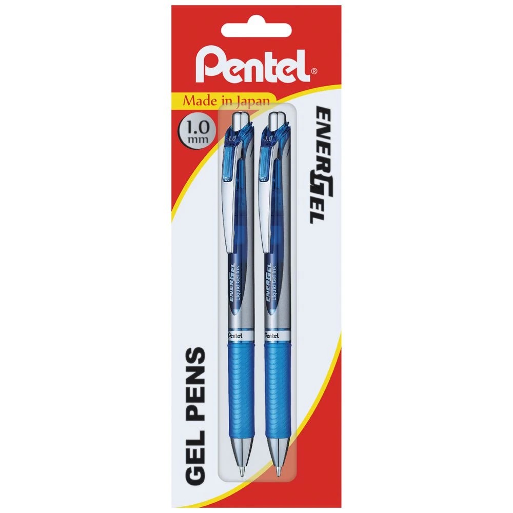 1 Pentel Energel BL80 Gel Pens 1mm Blue 2 Pack, 1 of 2