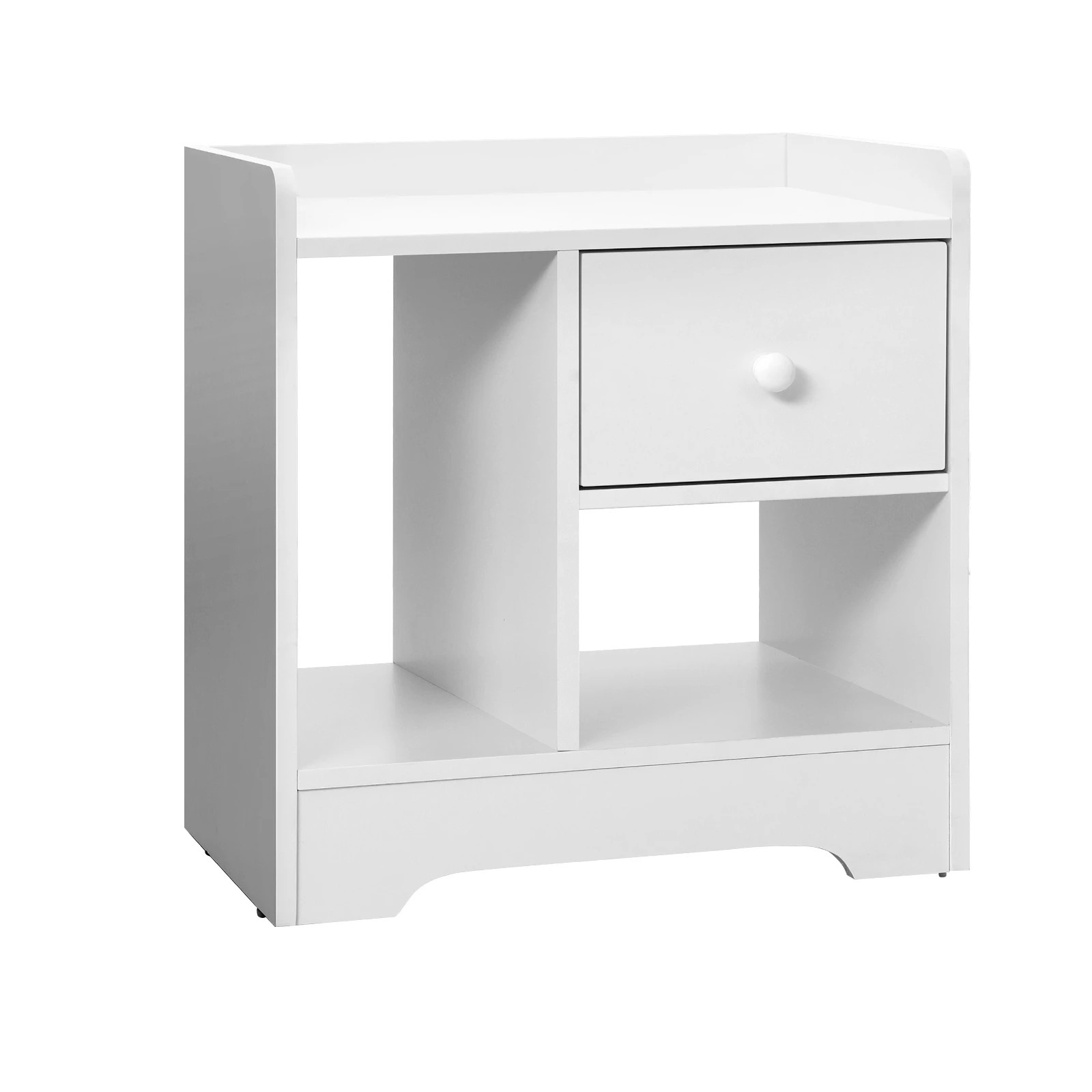 1 Oikiture Bedside Tables Side Table White Nightstand Storage Drawer Shelf
 - White, 1 of 10