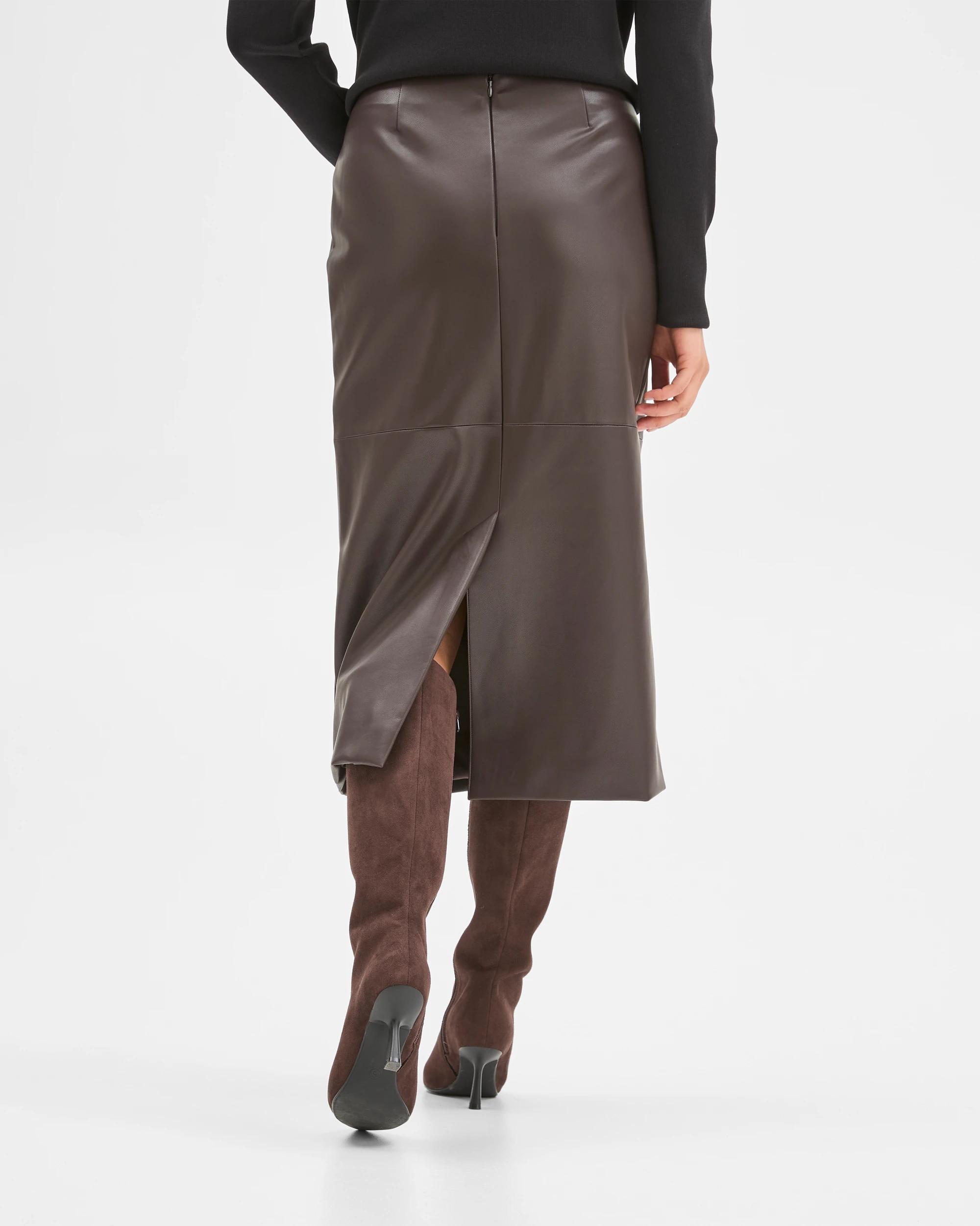 5 Preview PU Midi Pencil Skirt TRUFFLE, 5 of 6