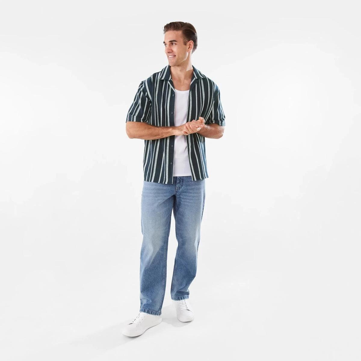 2 Short Sleeve Multi Textured Shirt VAM STRIPE SKY CAPTAIN, 2 of 9