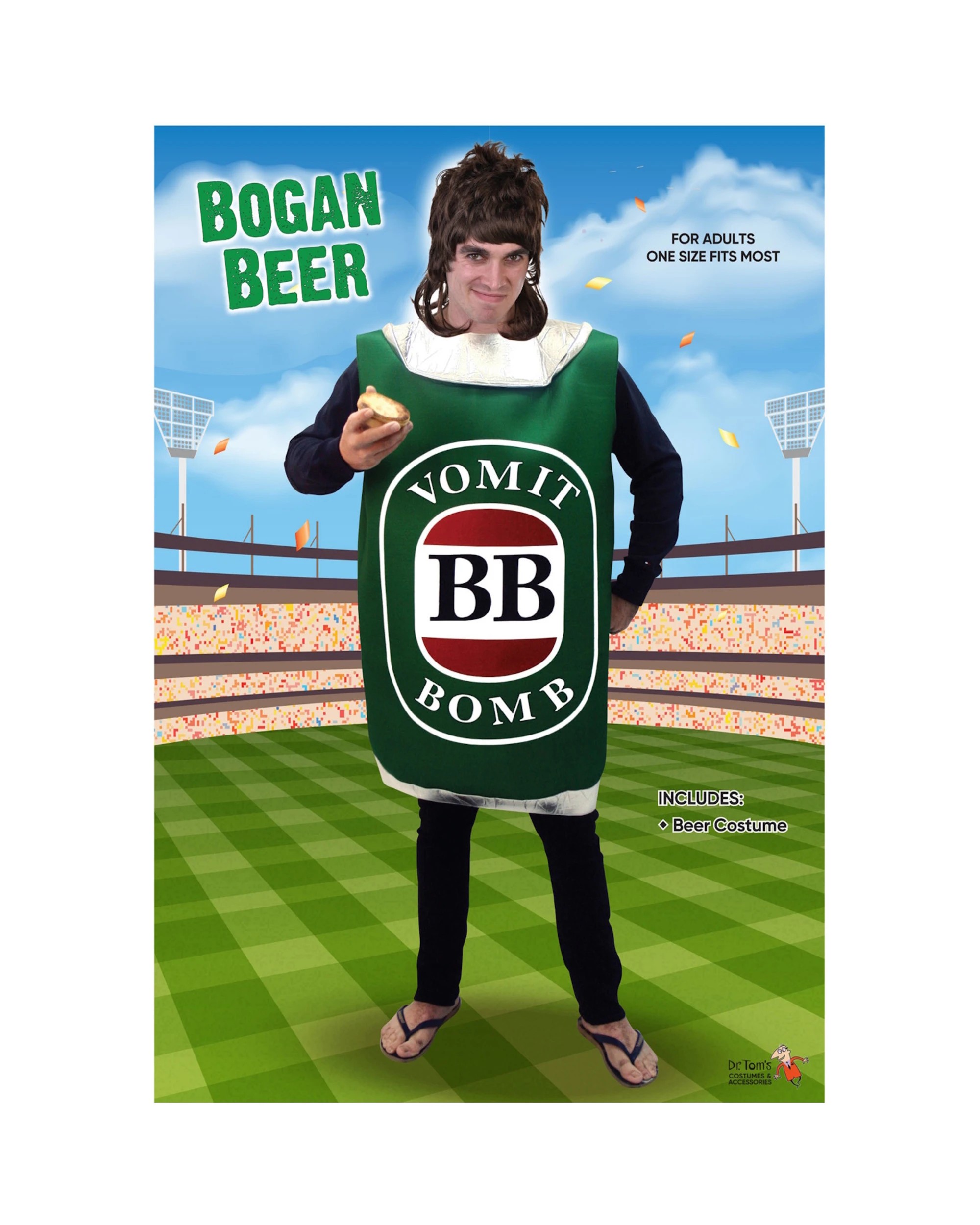 2 Tomfoolery Bogan Beer Can Costume Adult Standard - ONE SIZE - Green, 2 of 2