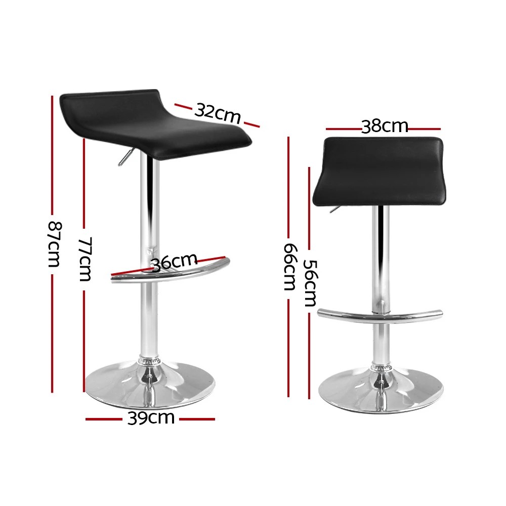 2 Artiss 2x Bar Stools Adjustable Gas Lift Chairs - Black, 2 of 8