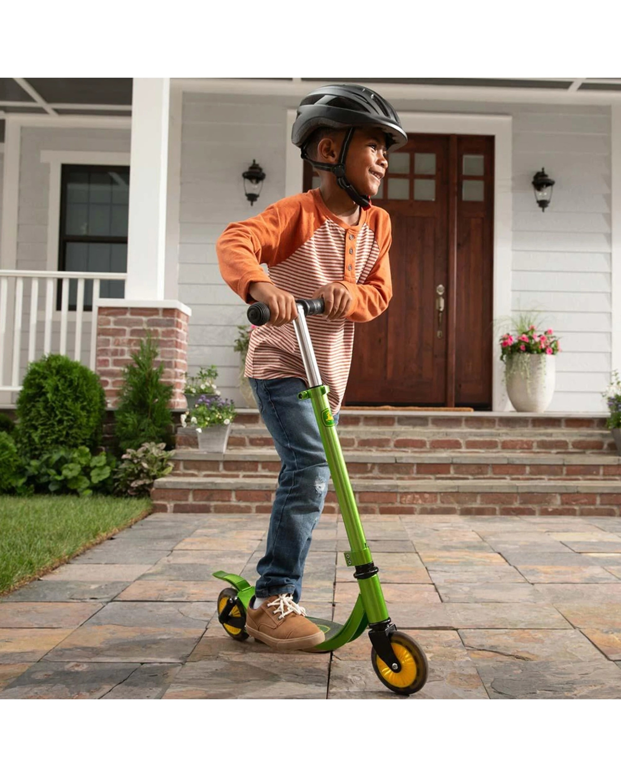 3 John Deere Adjustable Kick Scooter Trottinette w/ Light Up Wheels - Multi, 3 of 7