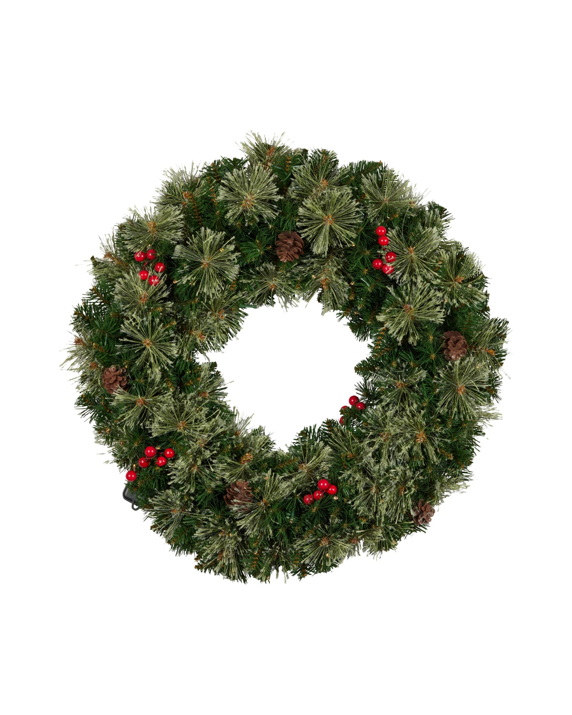 2 Christabelle 61cm Christmas Wreath Bristle Berry With Led Lights Front Door Decoration Ornament, 2 of 7