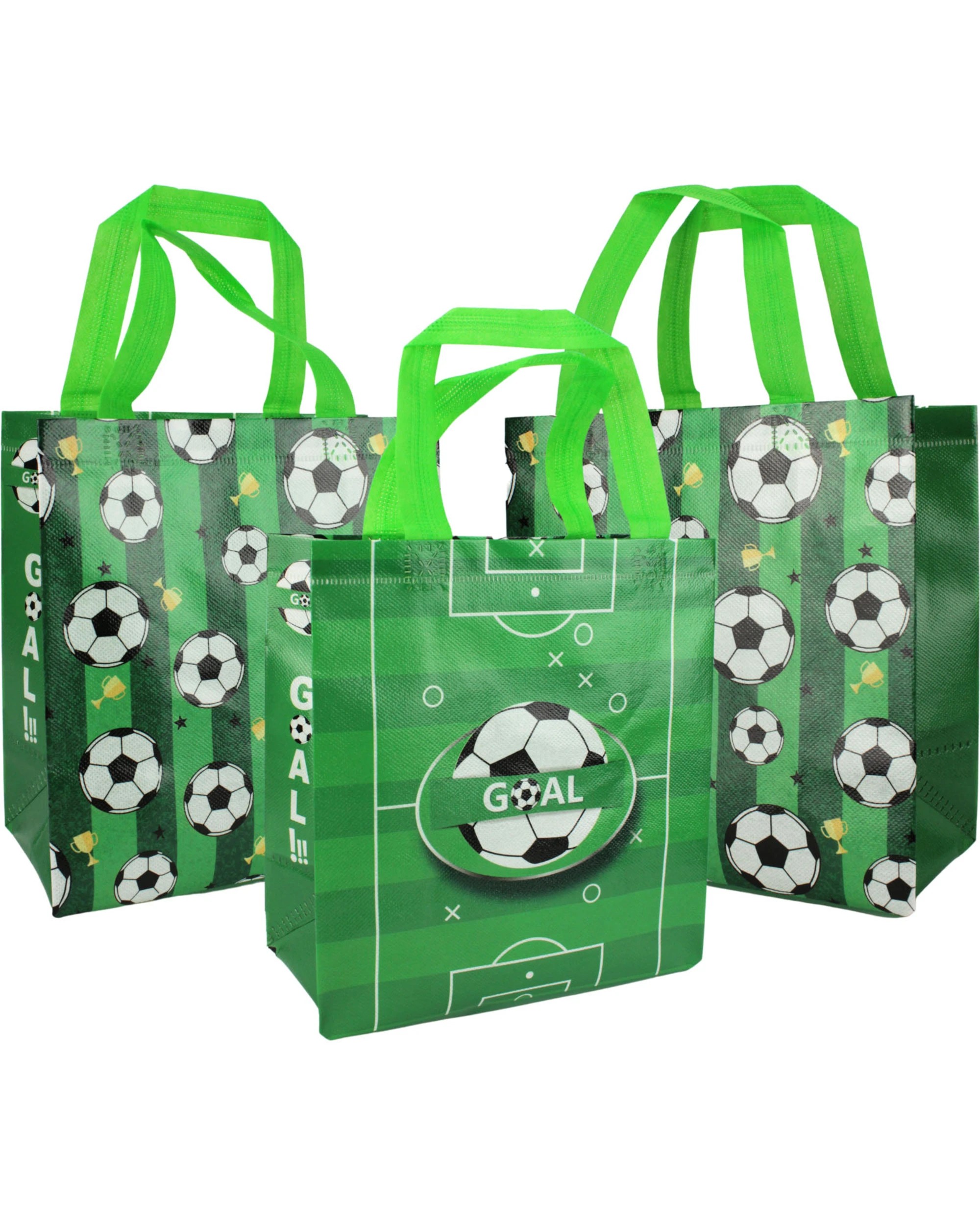 1 Party Maker Soccer Party Tote Bags Pack of 12 - Green, 1 of 3