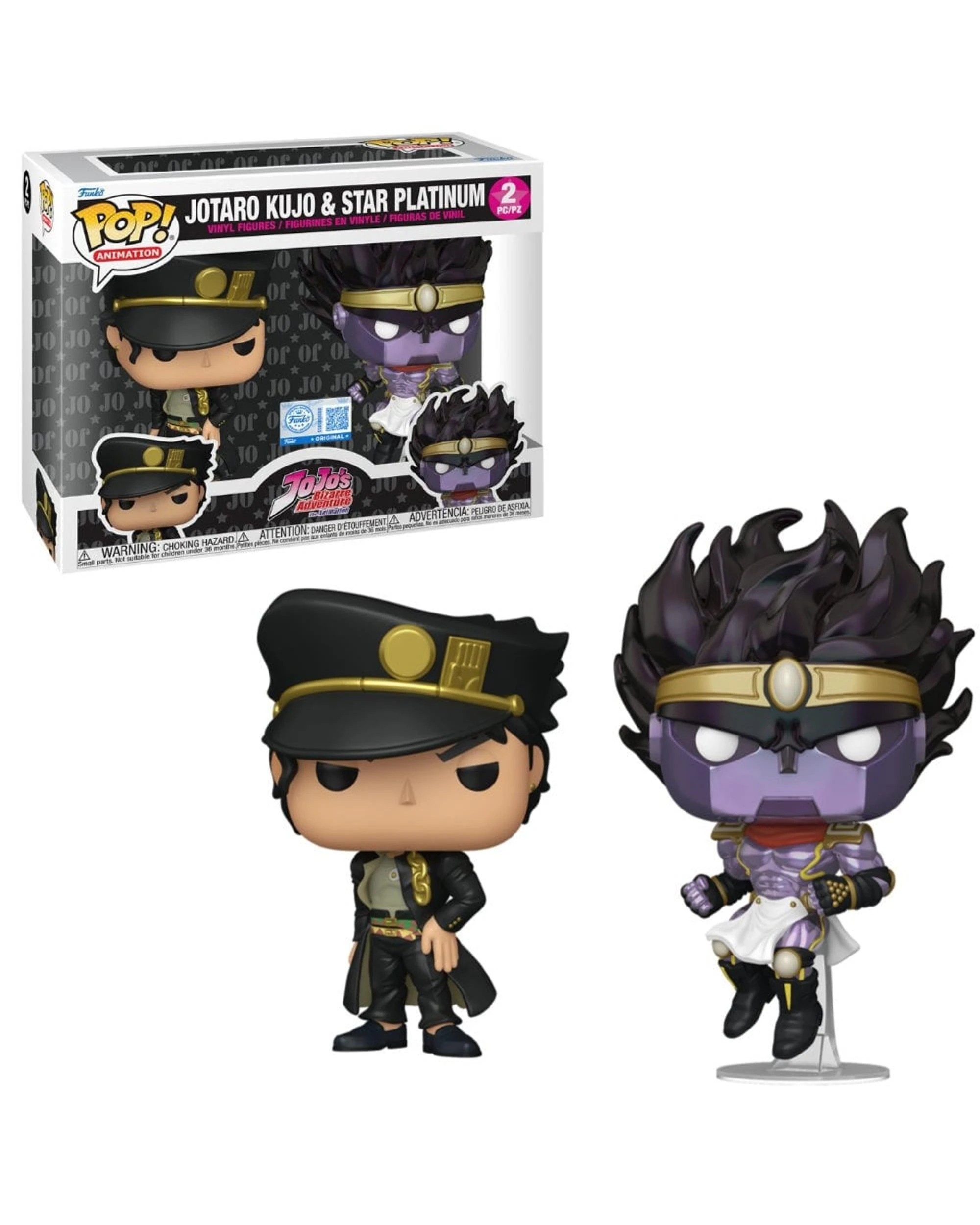 1 Jojo's Bizarre Adventure Jotaro Kujo and Star Platinum Funko POP! Vinyl 2 Pack, 1 of 3