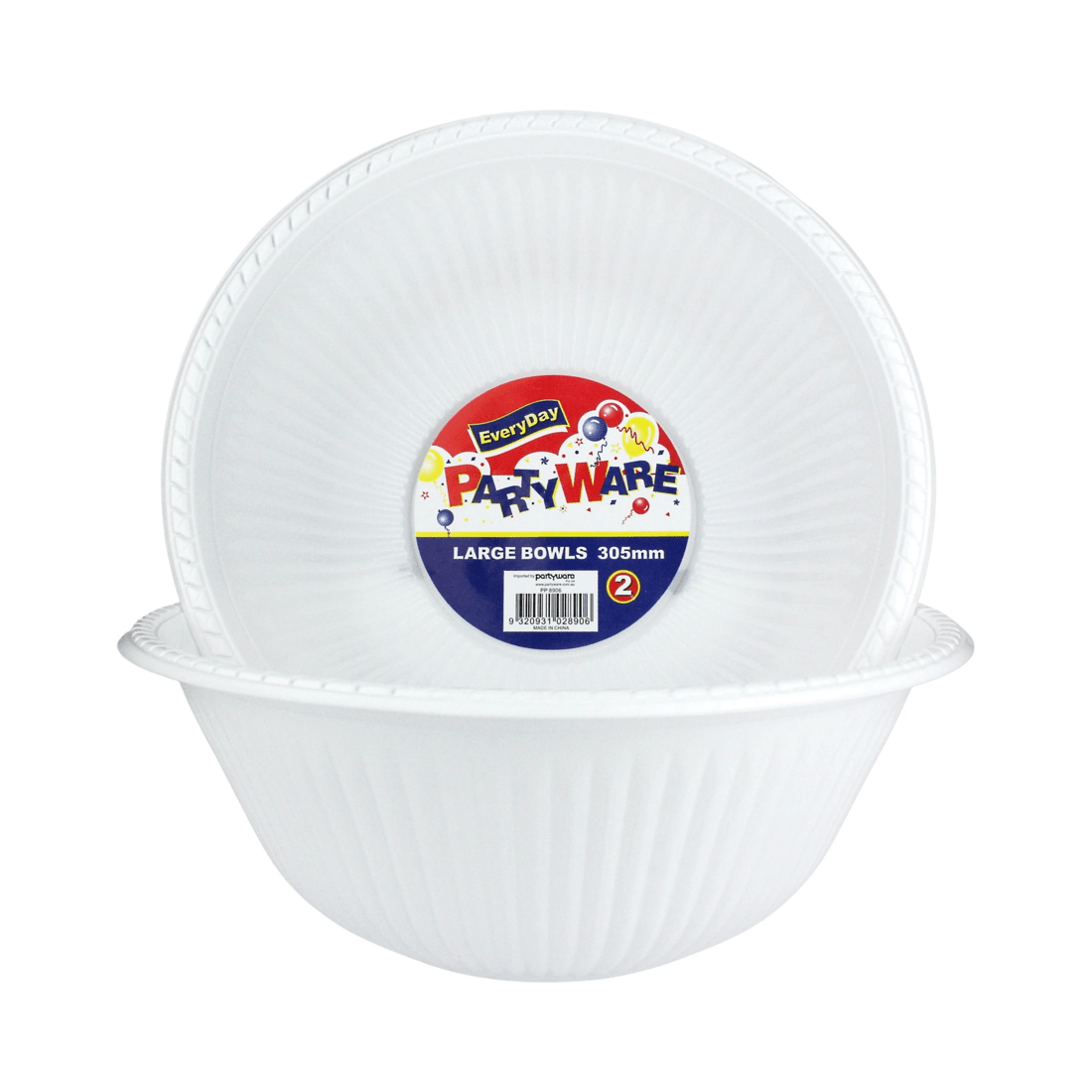 1 Partyware White Plastic Serving Bowls 30.5cm Pack of 2, 1 of 1