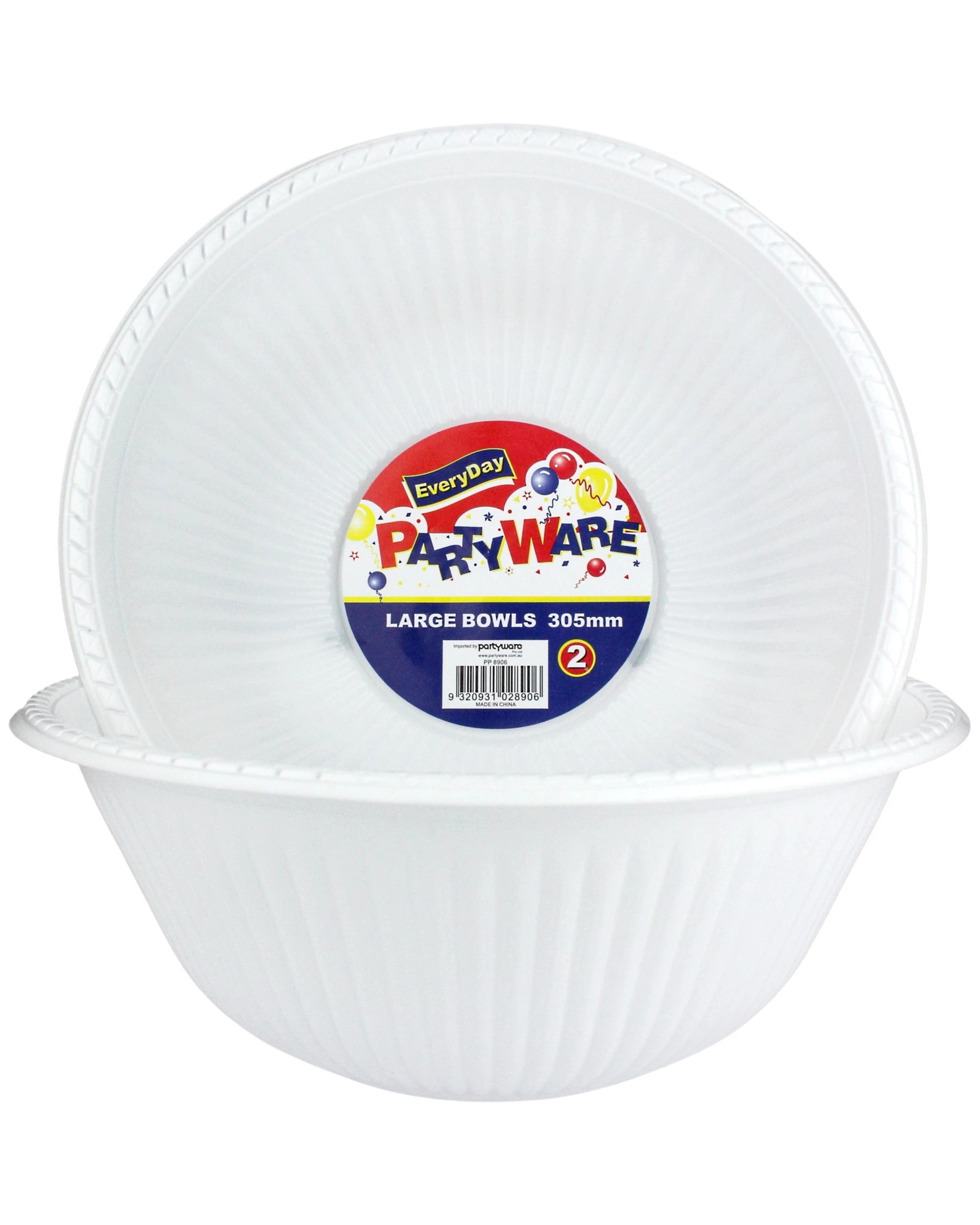 1 Partyware White Plastic Serving Bowls 30.5cm Pack of 2, 1 of 1