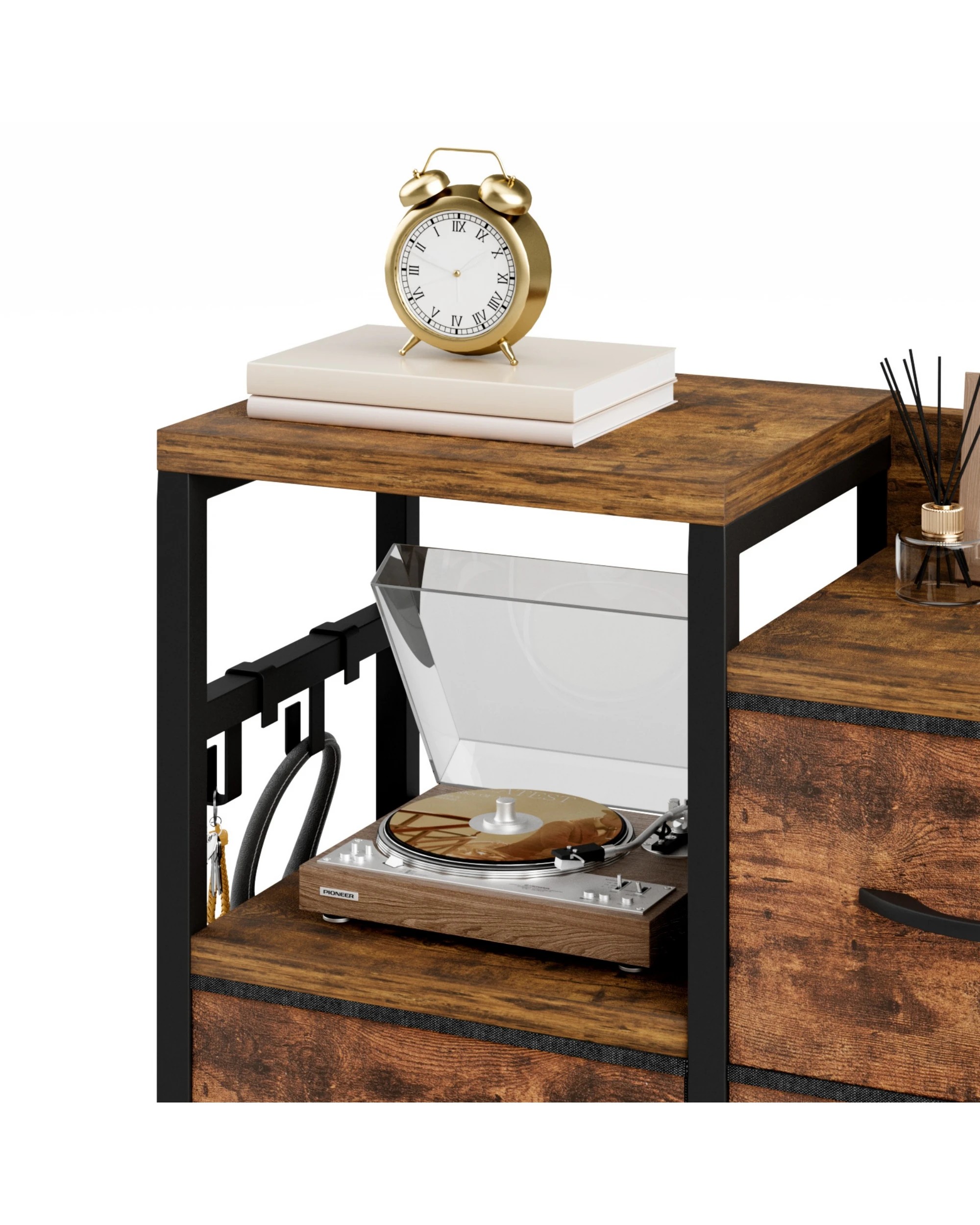 7 Advwin Chest of 5 Drawers Storage Cabinet with Open Shelf - Brown, 7 of 10