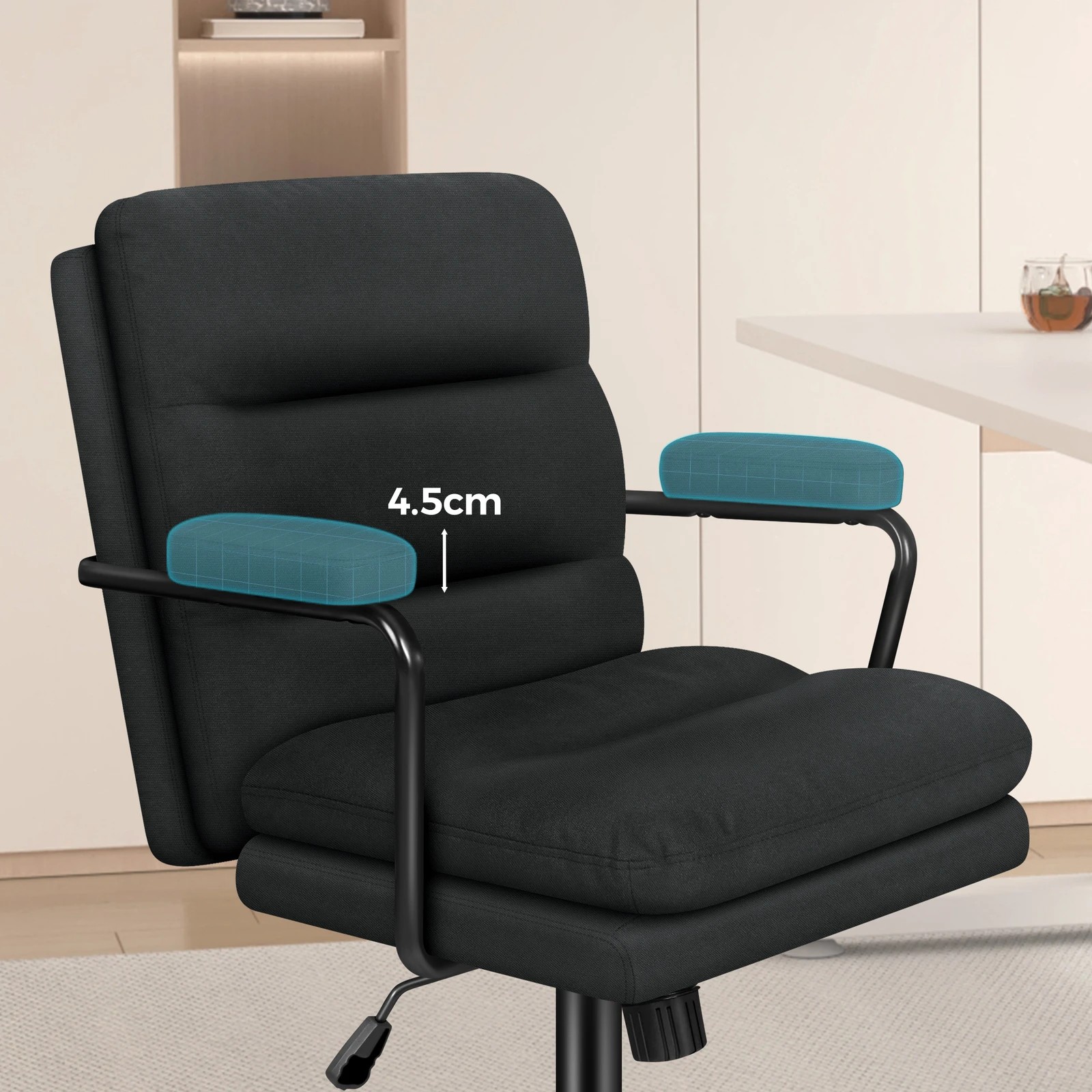 5 Alfordson Office Chair Ergonomic Executive Computer Work Seat Fabric - Black, 5 of 10