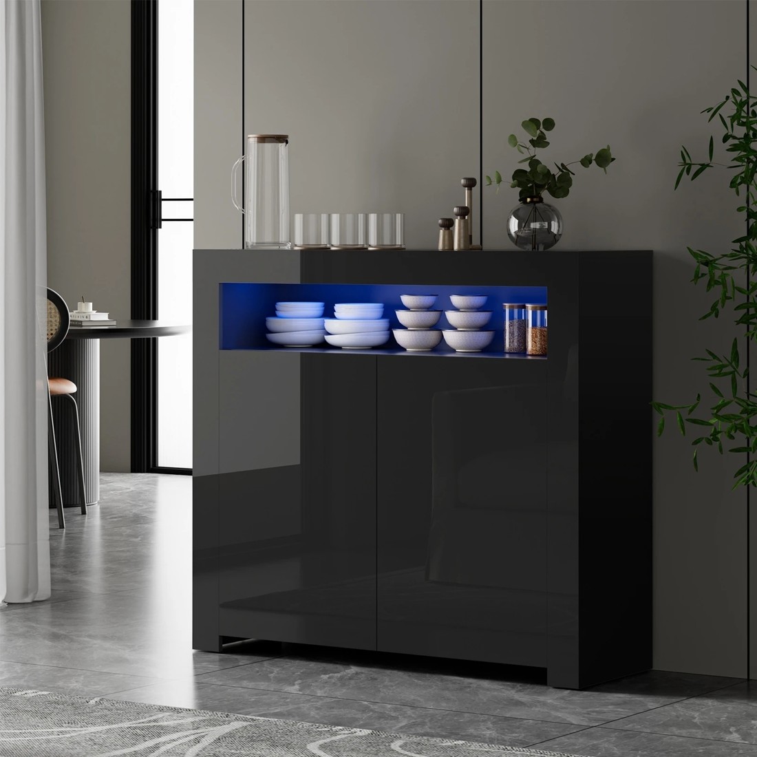2 Oikiture Buffet Sideboard Led Rgb High Gloss
 - Black, 2 of 10