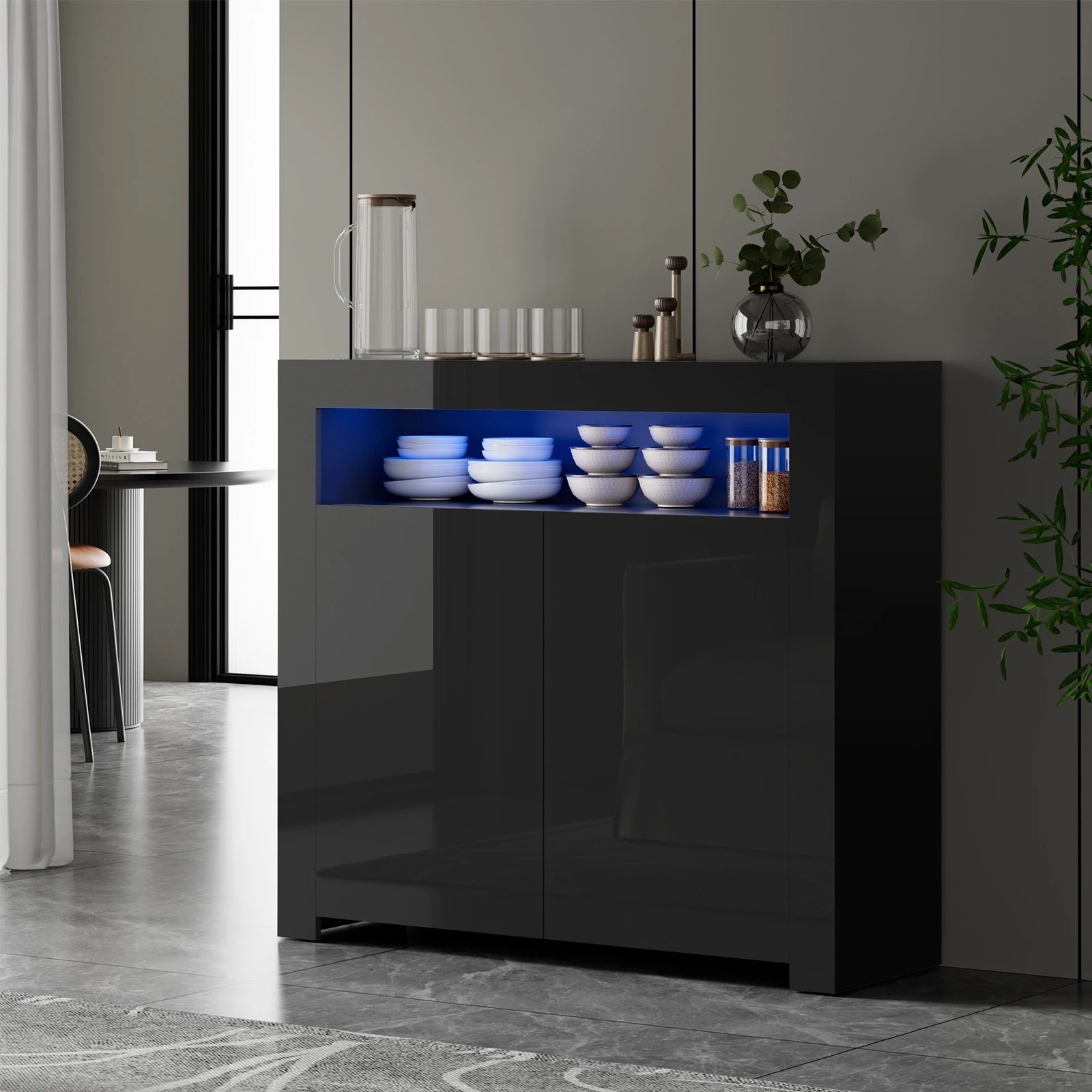 2 Oikiture Buffet Sideboard Led Rgb High Gloss
 - Black, 2 of 10
