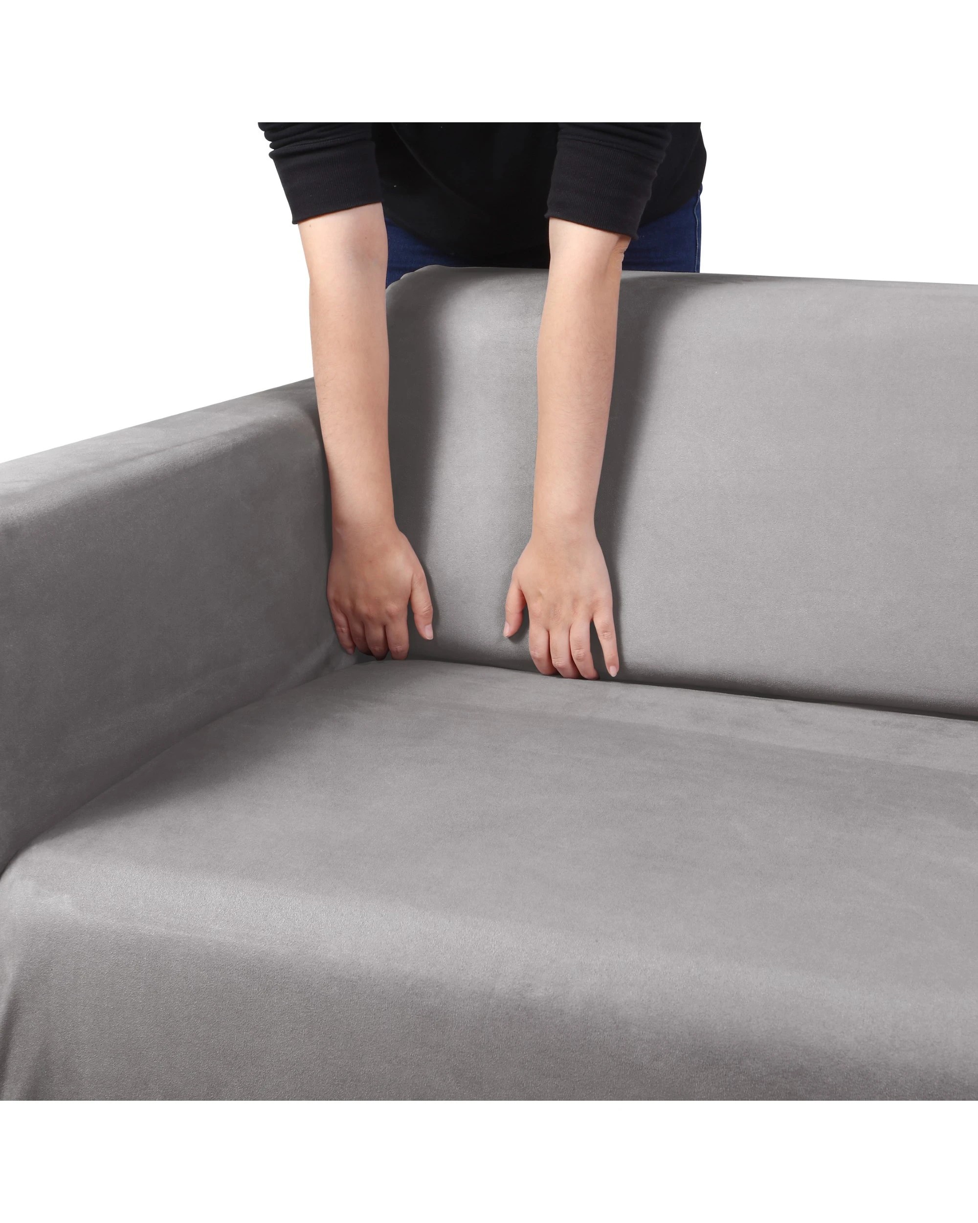 3 Sherwood Home Premium Faux Suede 2 Seater Couch Sofa Cover - Silver, 3 of 4