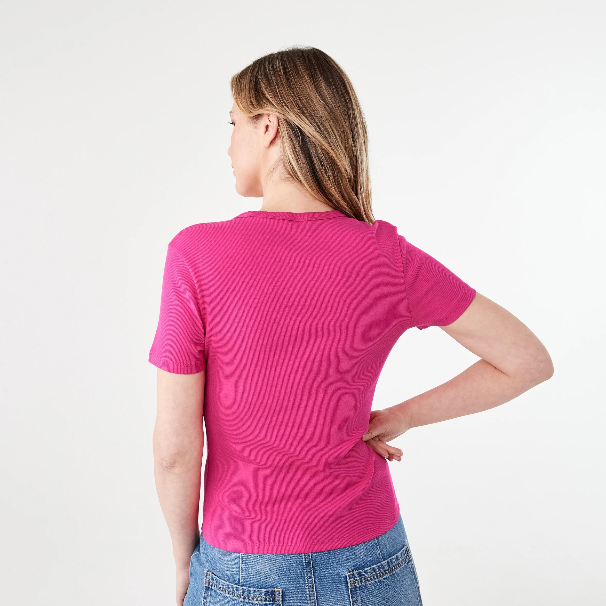 3 Short Sleeve Rib Crew Neck T-shirt BEETROOT PINK, 3 of 5