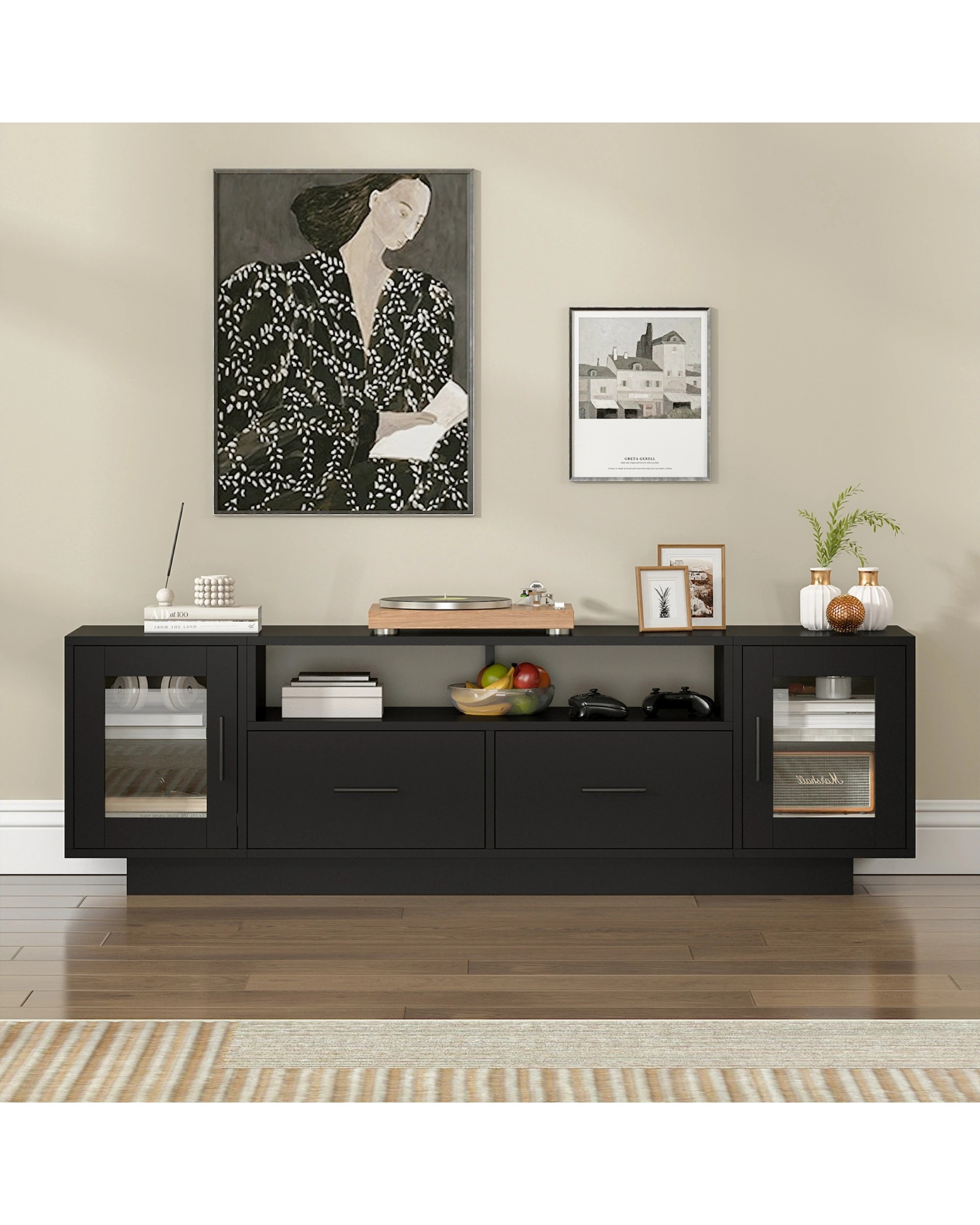 5 Advwin 140cm TV Cabinet LED Entertainment Unit Stand w/ Drawer & Door Media Console Table, 5 of 8