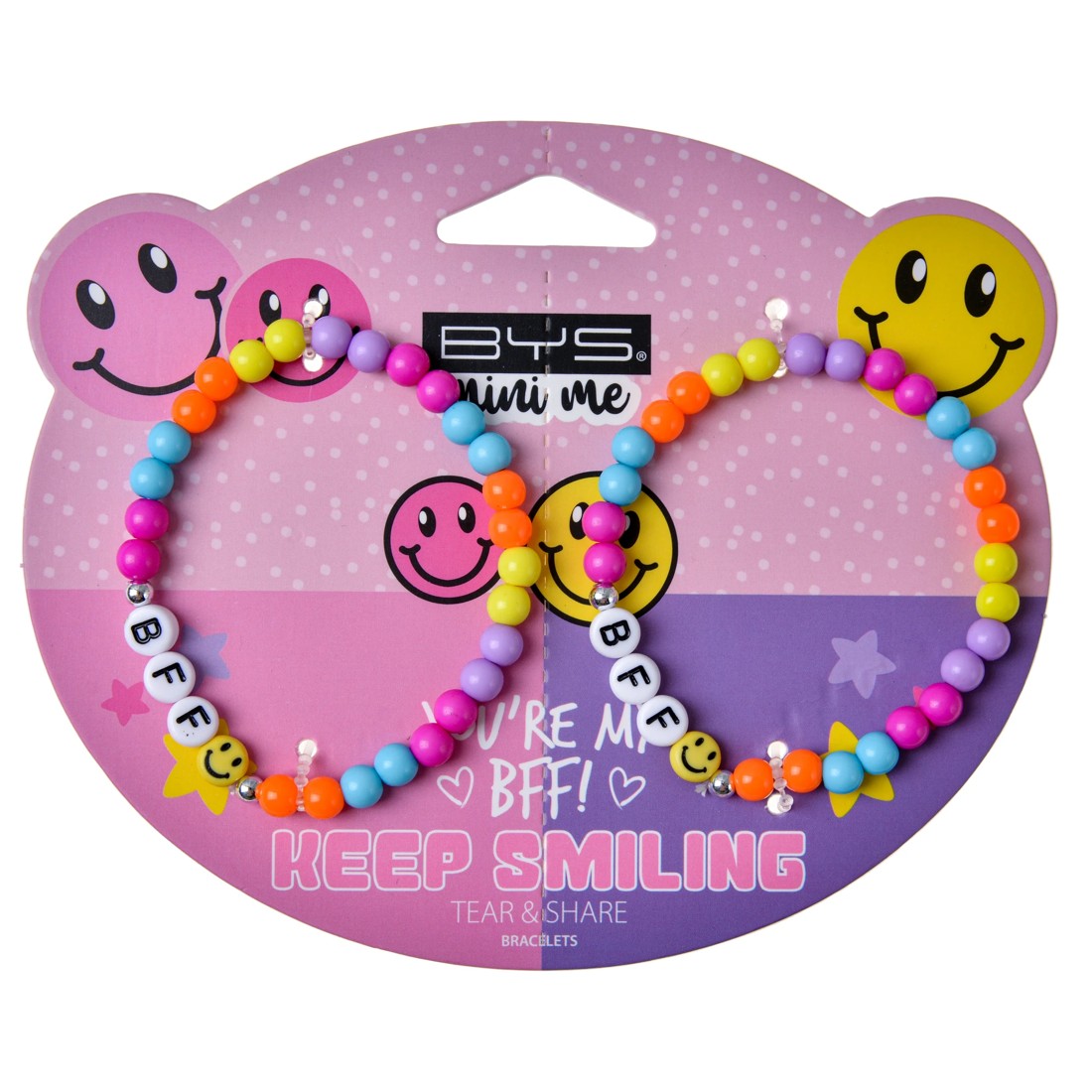 1 BYS 2 Pack Mini Me Keep Smiling Tear and Share Bracelets, 1 of 2