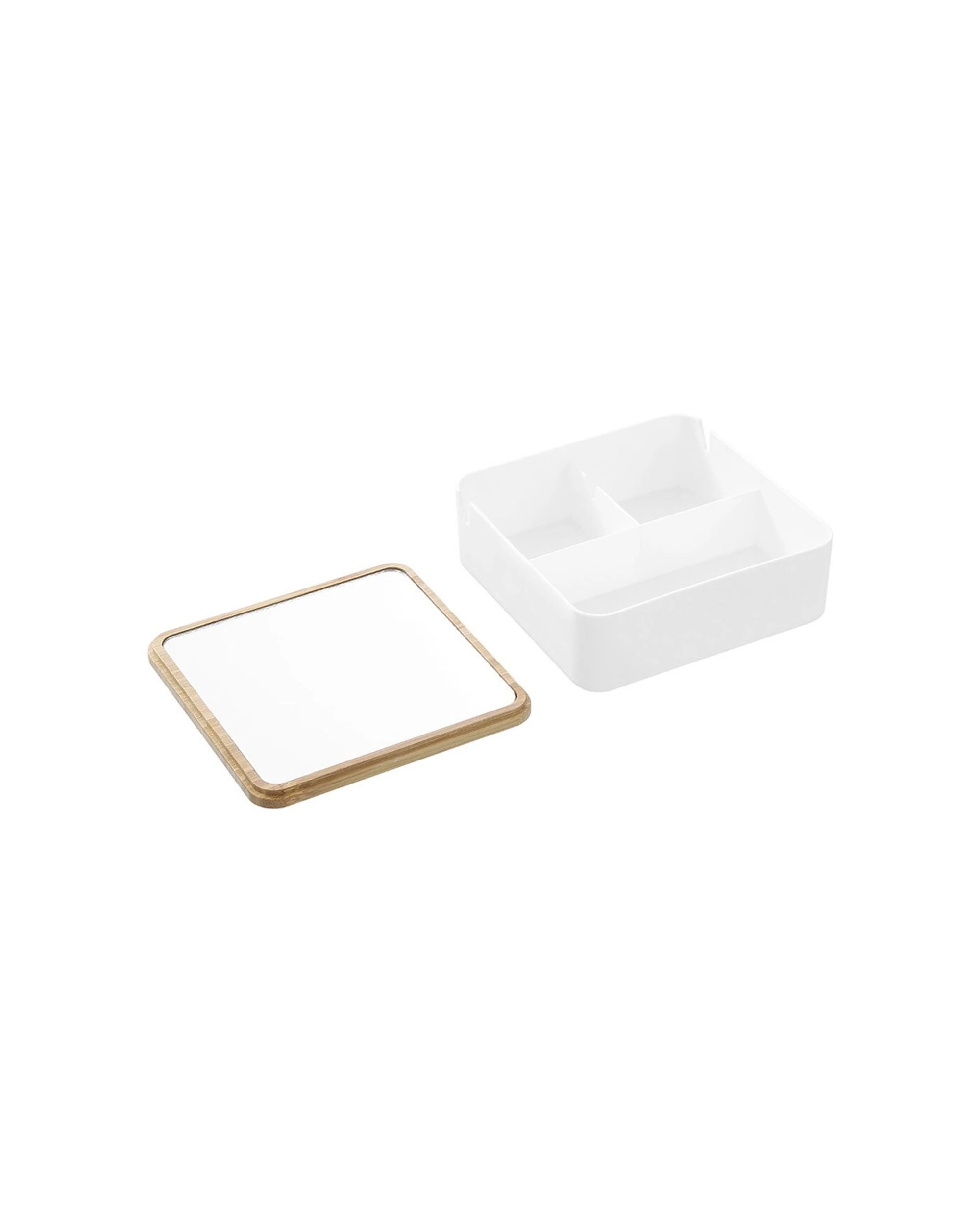 3 Boxsweden Bano Sqaure Organiser Box With Mirror Bamboo Top 14x14x5cm - Plastic, 3 of 5