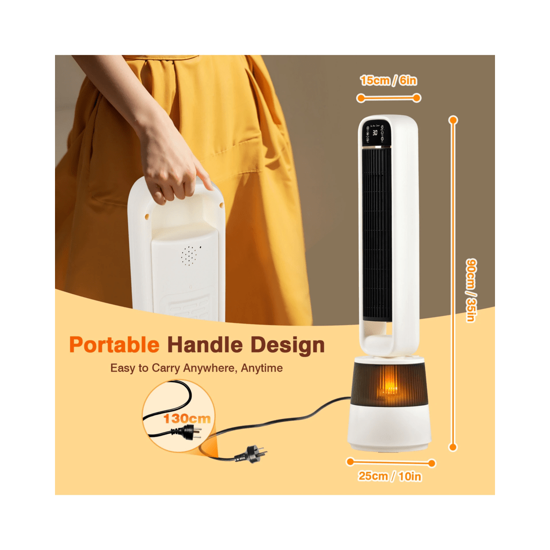 2 Advwin Baseboard Heater With 3d Flame 2200w Black
 - Black, 2 of 8