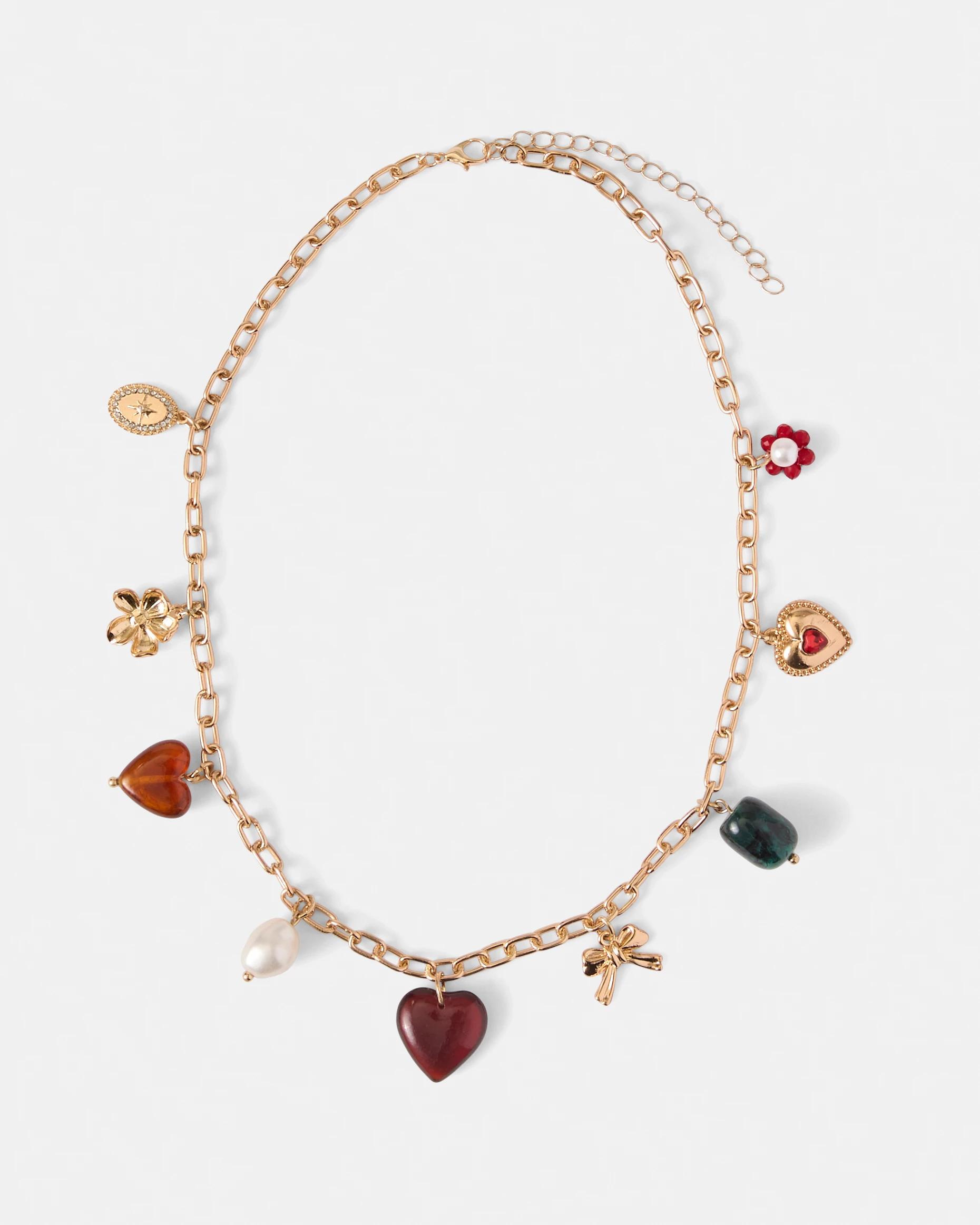 1 Heart Charms Necklace - Gold Tone Gold, 1 of 7