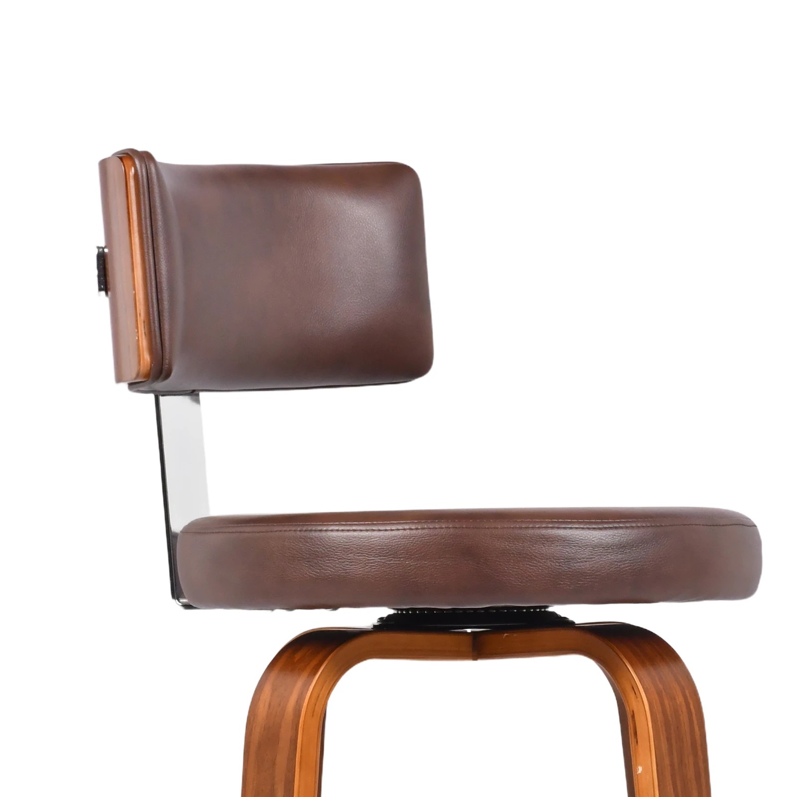 3 Advwin Bar Stools Set of 2 Kitchen Stools with Back and Metal Footrest 360° Swivel- Brown, 3 of 6