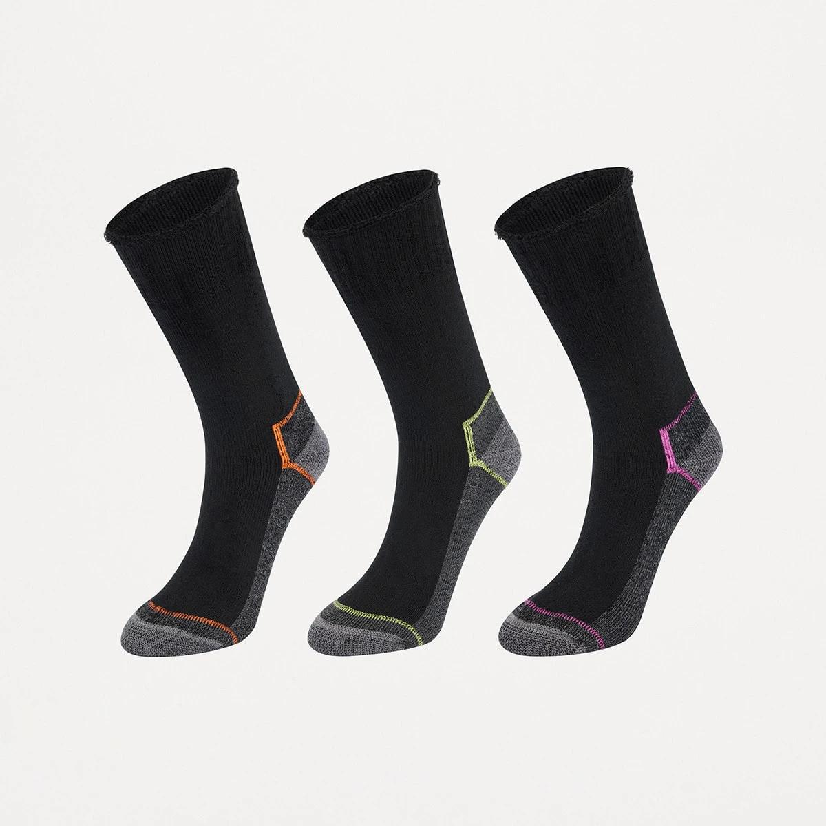 1 3 Pack Workwear Bamboo Crew Socks BLACK, 1 of 3