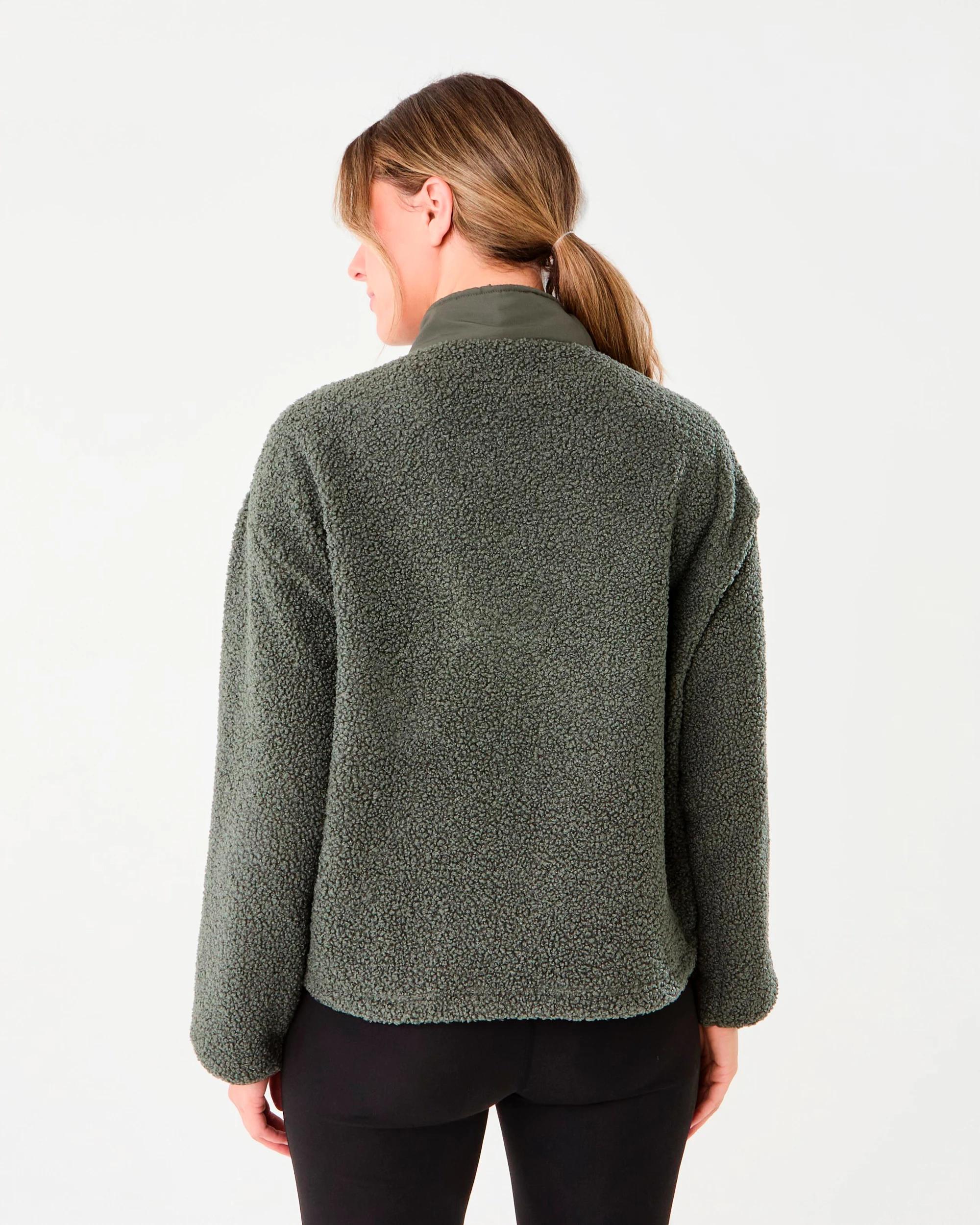 3 Active Womens 1/4 Zip Sherpa Jumper Cargo Grn, 3 of 6