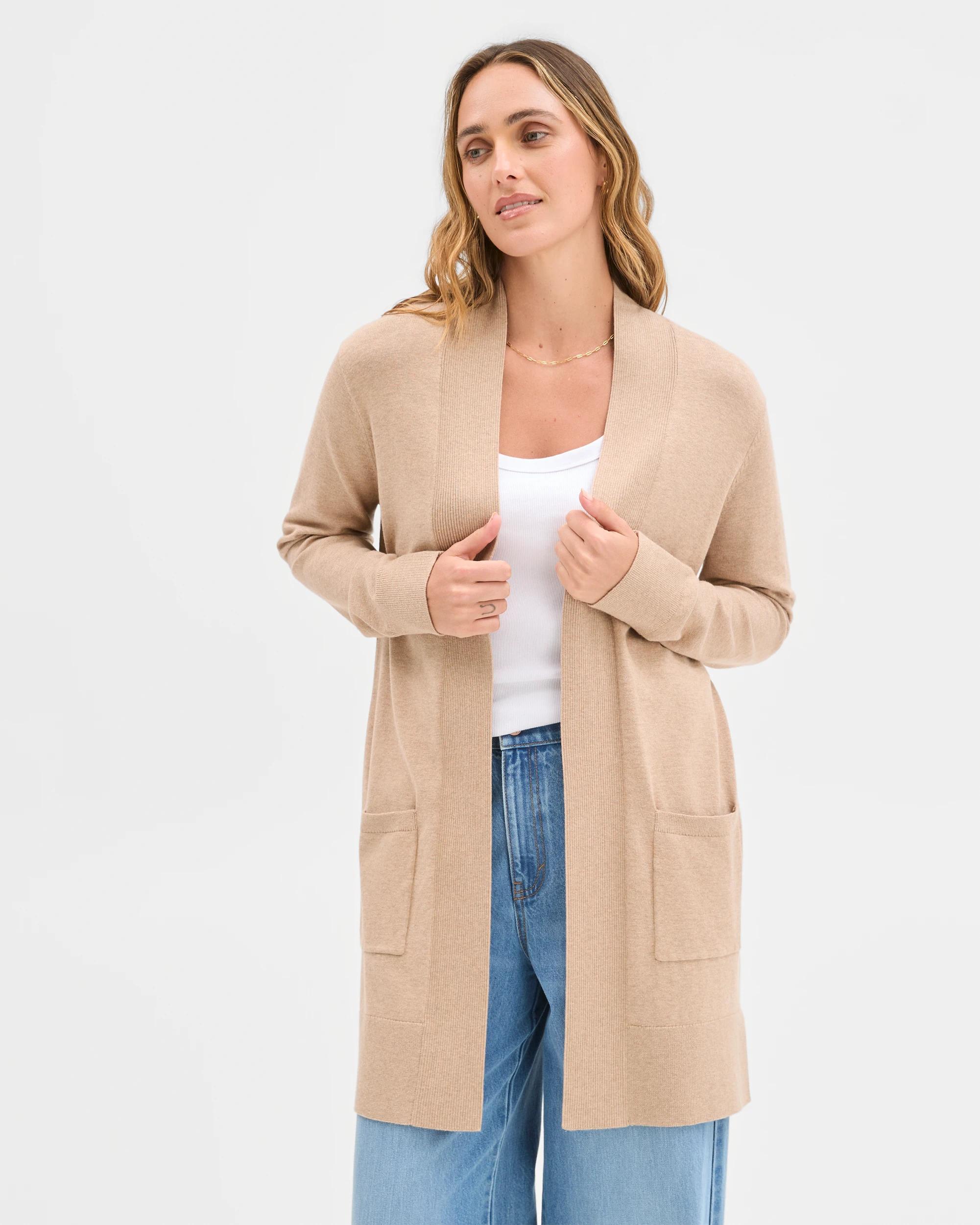 2 Target Woman Edge To Edge Rib Cardigan MOCHA MELANGE, 2 of 6