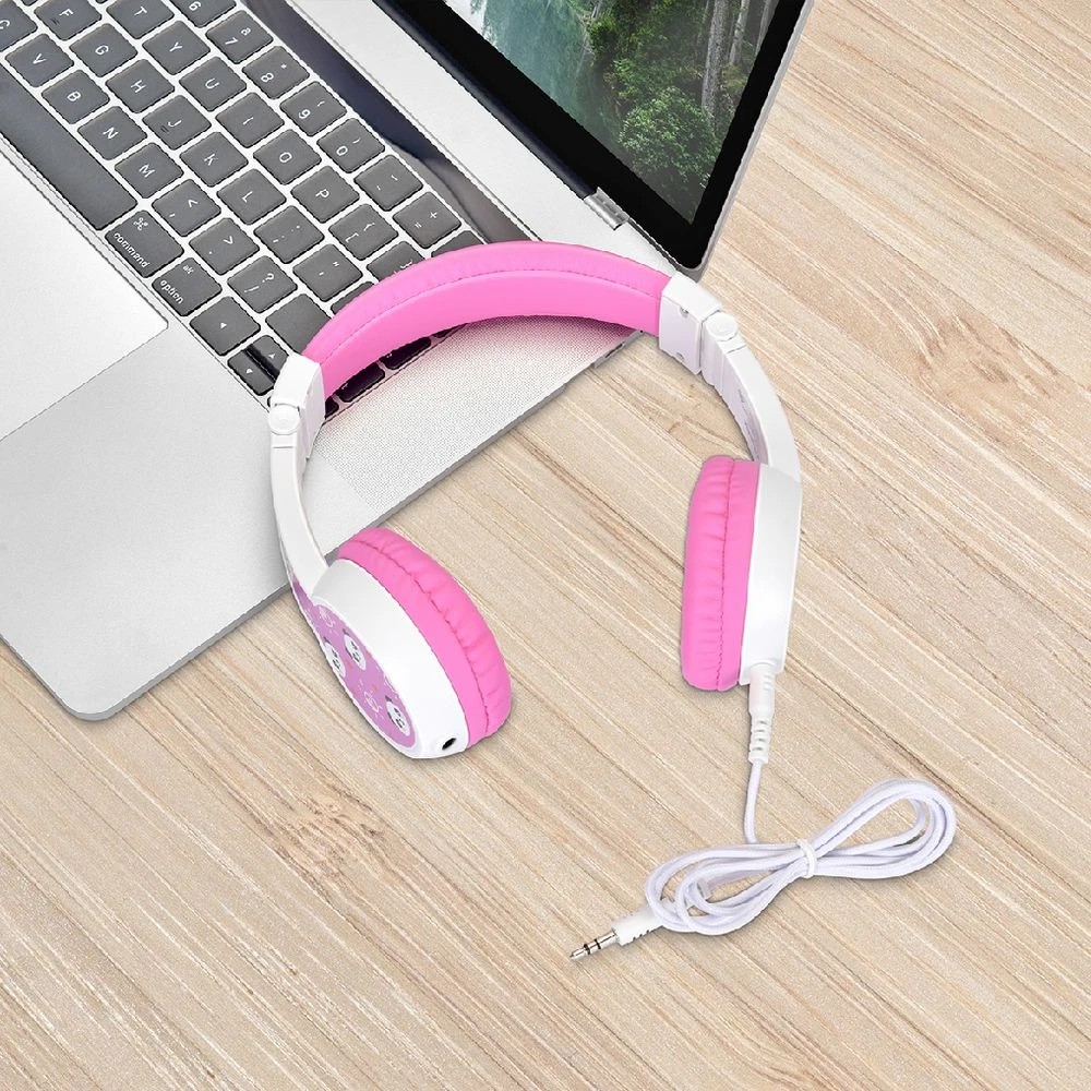 7 BONELK My-Style Kids Wired Headphones w Boom Mic White/Pink, 7 of 8