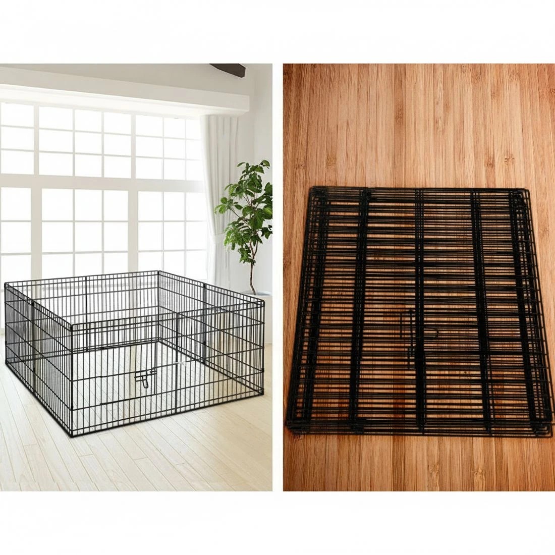 4 i.Pet 24" 8 Panel Dog Playpen Pet Fence Exercise Cage Enclosure Play Pen - Black, 4 of 6