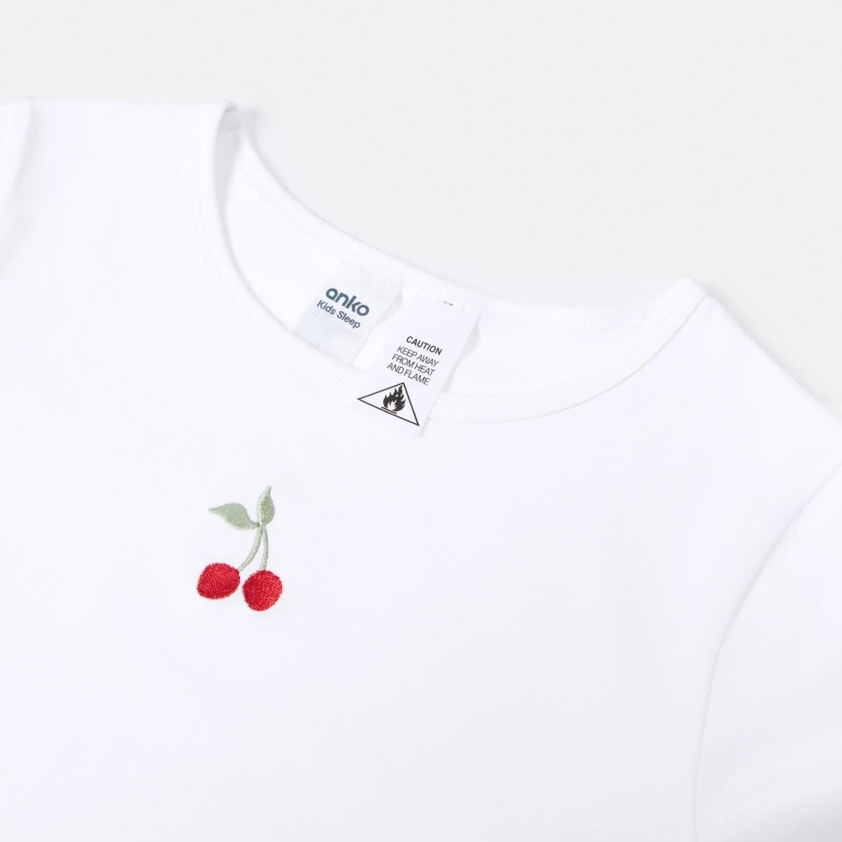 8 T-shirt and Long Pants Pyjama Set Wht Cherry, 8 of 9