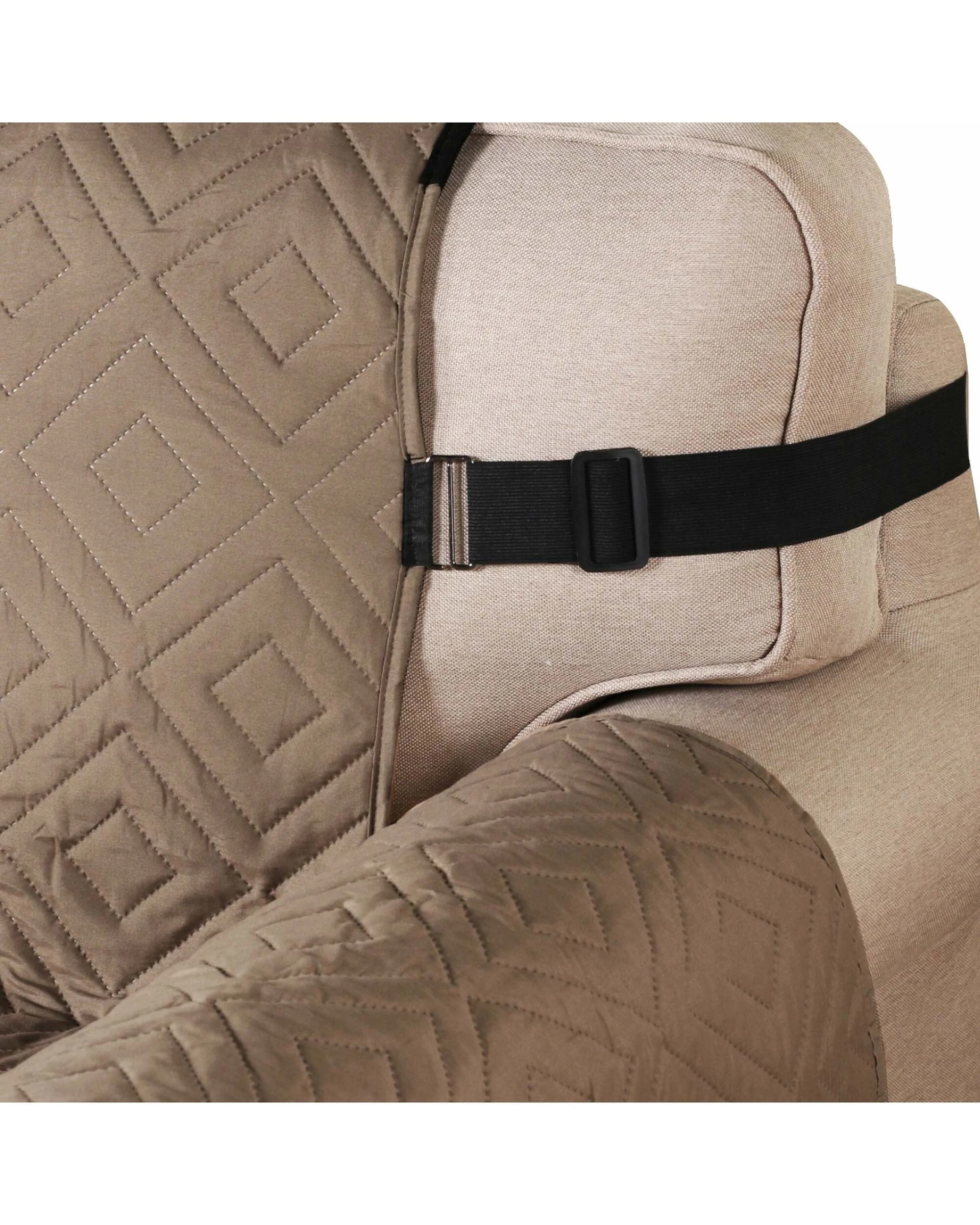 2 Smarcute 3 Seater Reversible Non-Slip Sofa Cushion with Straps - Brown, 2 of 5