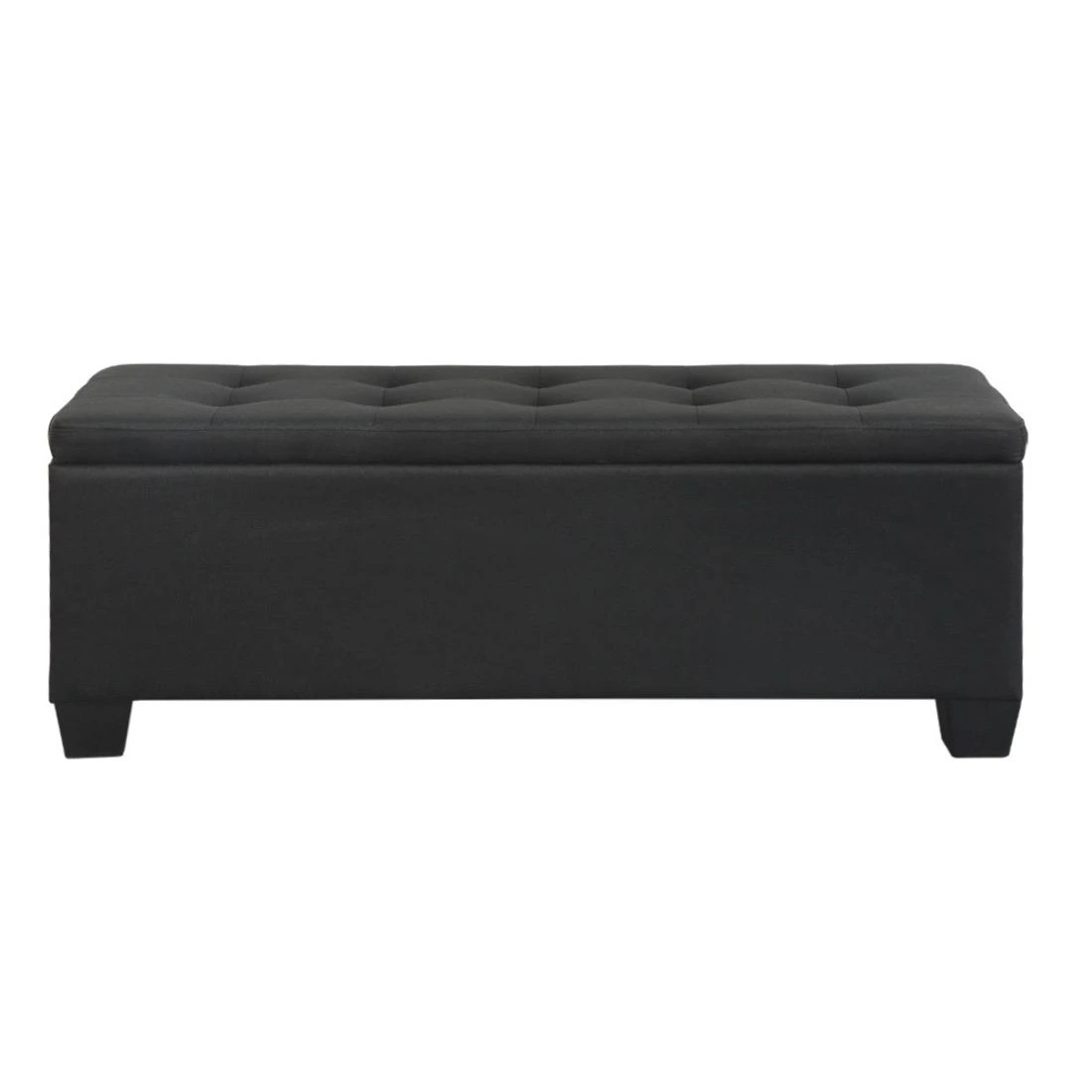 4 Artiss Storage Ottoman Blanket Box 97cm Linen - Black, 4 of 7
