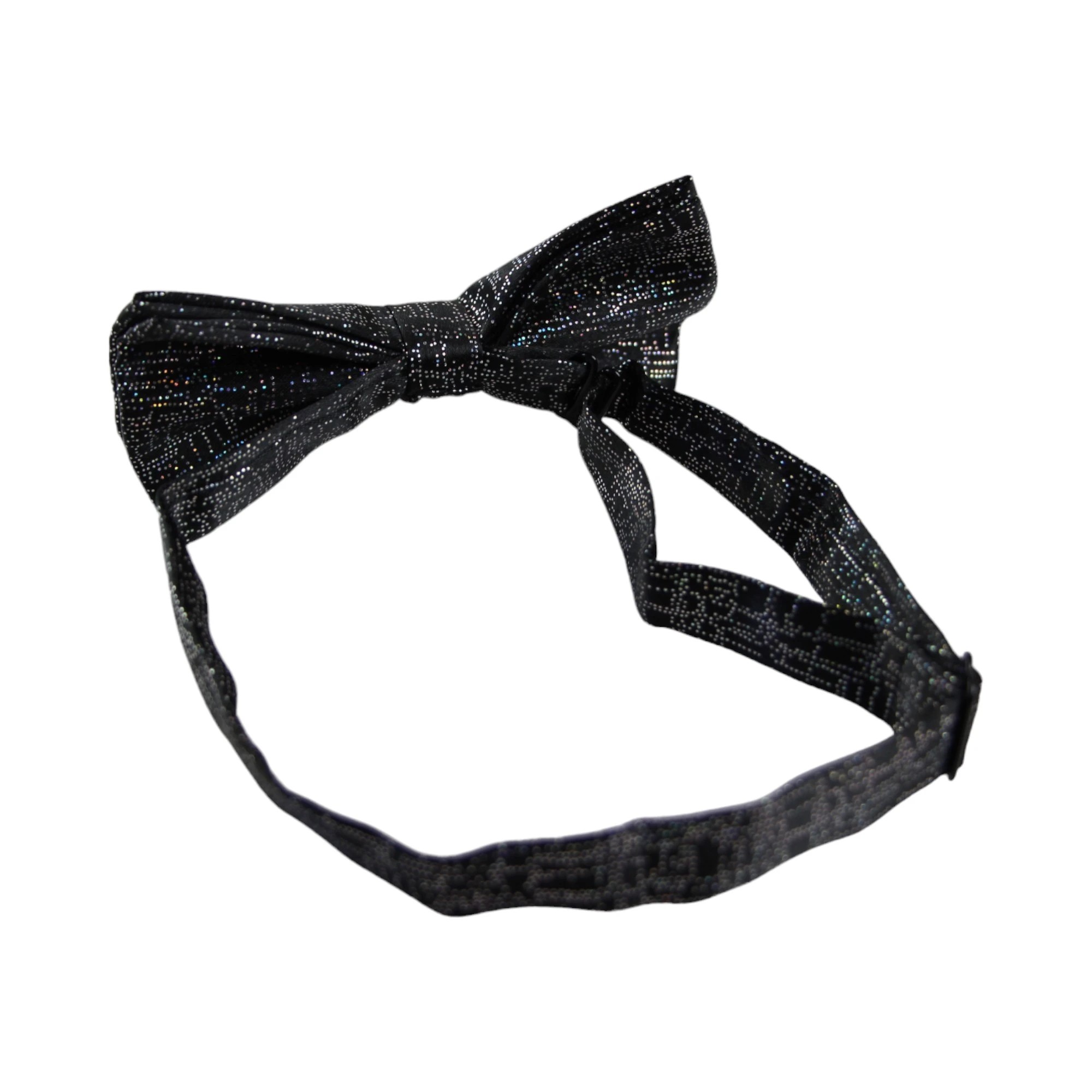 4 Zasel Mens Black Sparkly Glitter Patterned Bow Tie - Black, 4 of 6
