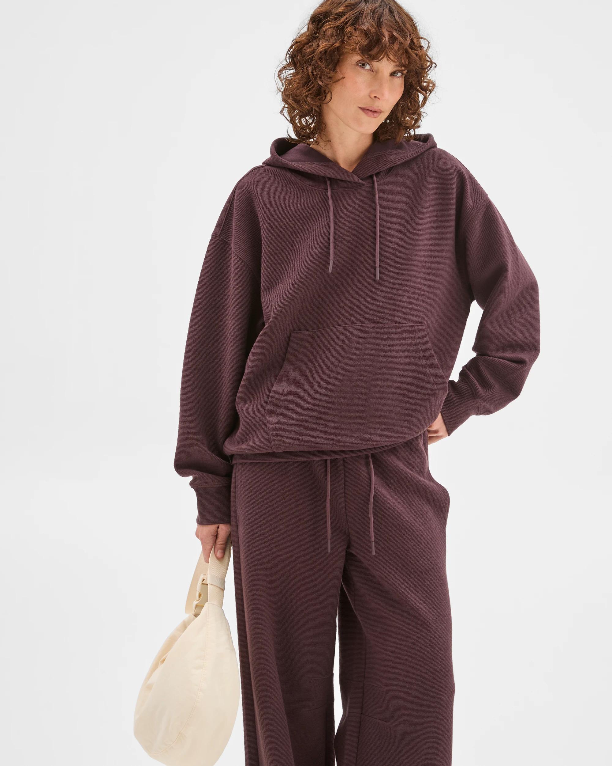 3 Target Active Active Australian Cotton Blend Crinkle Hoodie RAISIN, 3 of 7